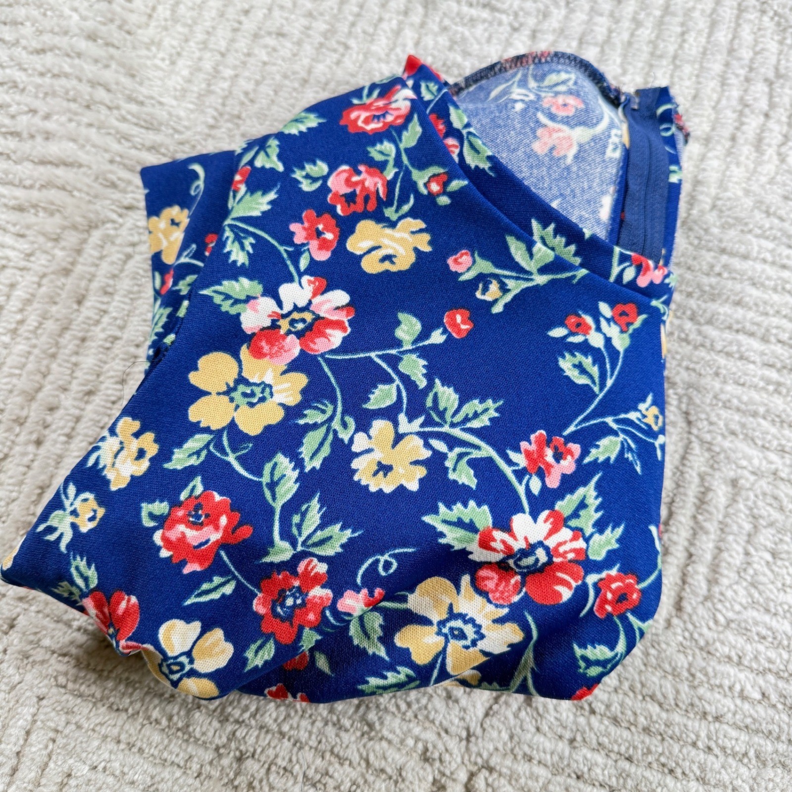Sears Fashions Floral Dress Women’s Blue Vintage 60s 70s Mod Bell Sleeve Granny
