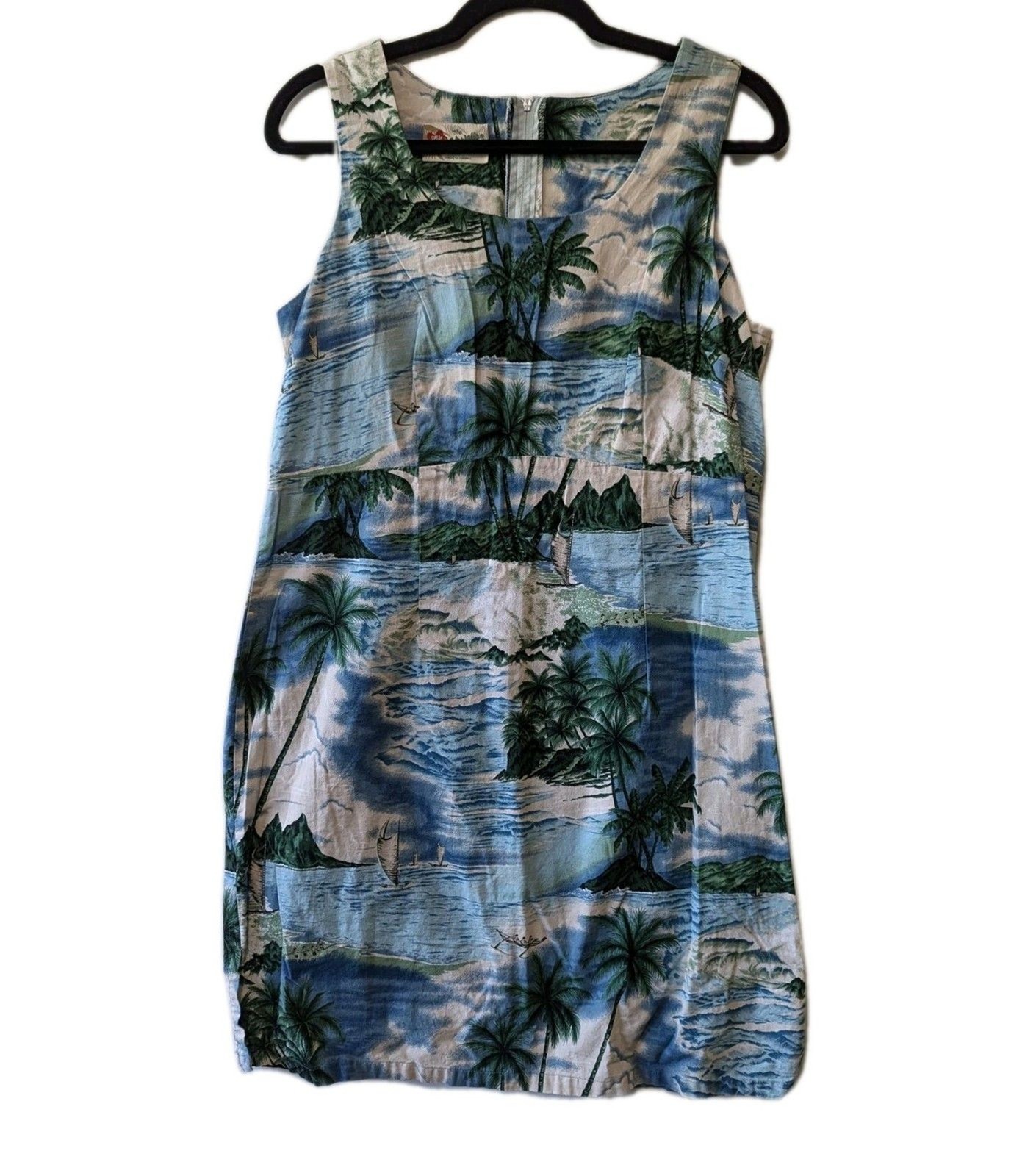 Vintage Hilo Hattie The Hawaiian Original Dress Tropical Palms Sheath Size 14