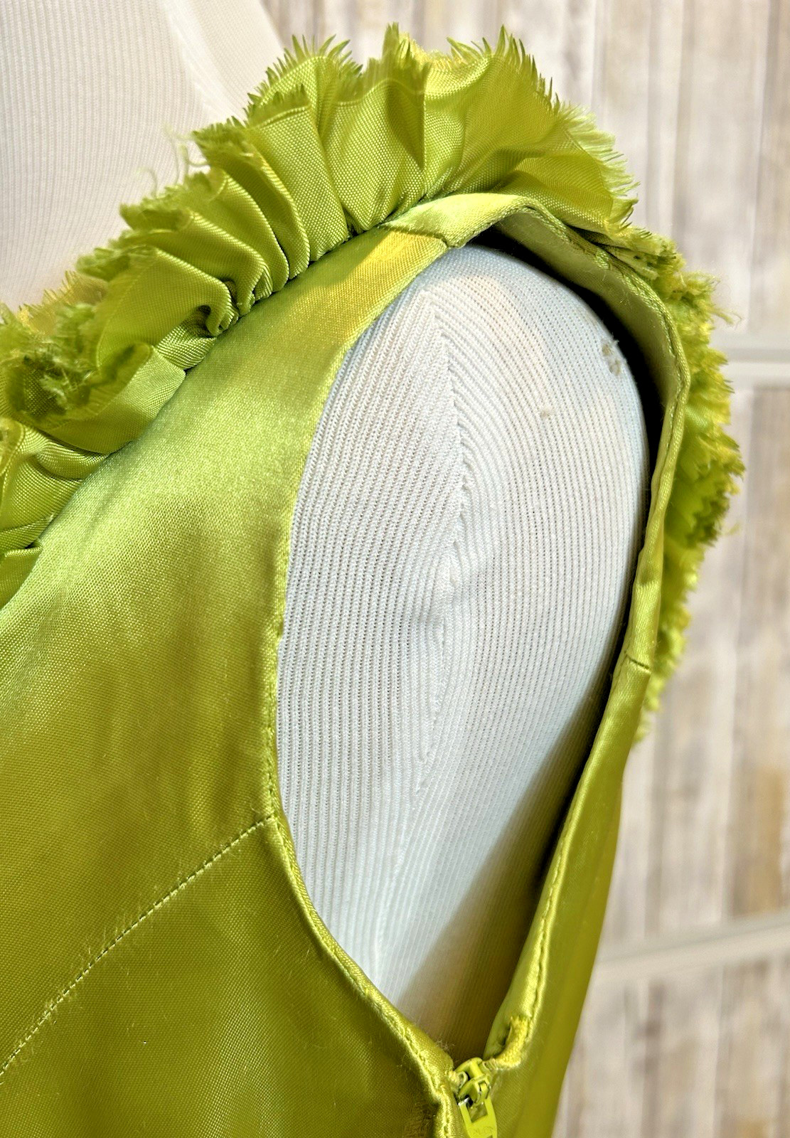 Vintage Handmade Satin Whimsical Green Party Dress – Flower, Fairy Costume Sz M