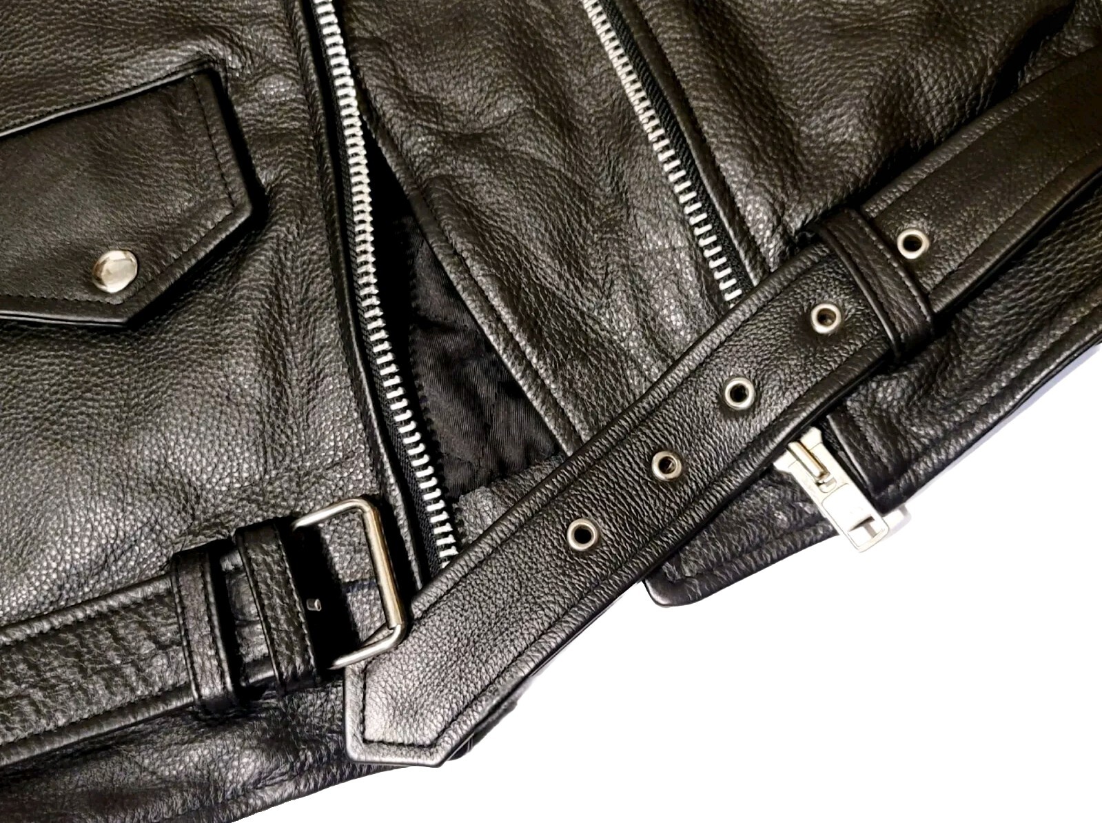 EXCELLED New York Vintage Women’s Sz 6 Leather Biker Moto Jacket 20849 YKK Black
