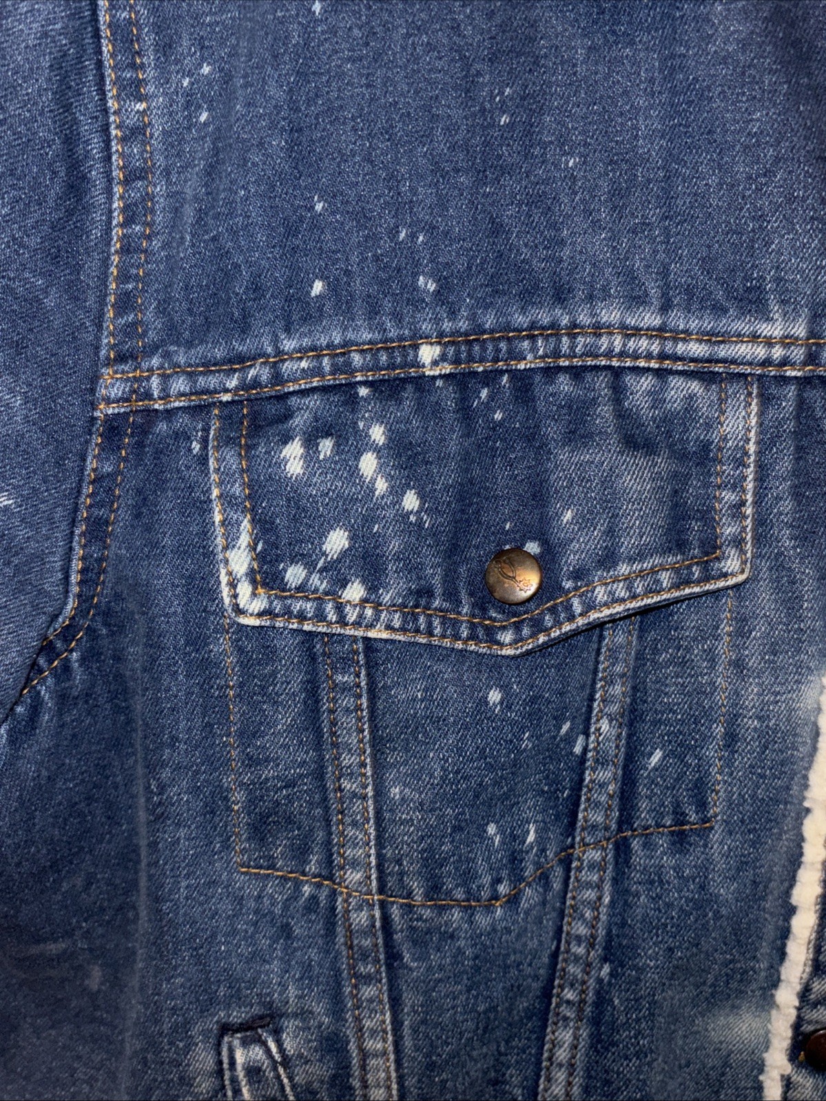 Vintage 1970s Silver Spur Western Wear Faux Sherpa Lined Denim Jacket – XL