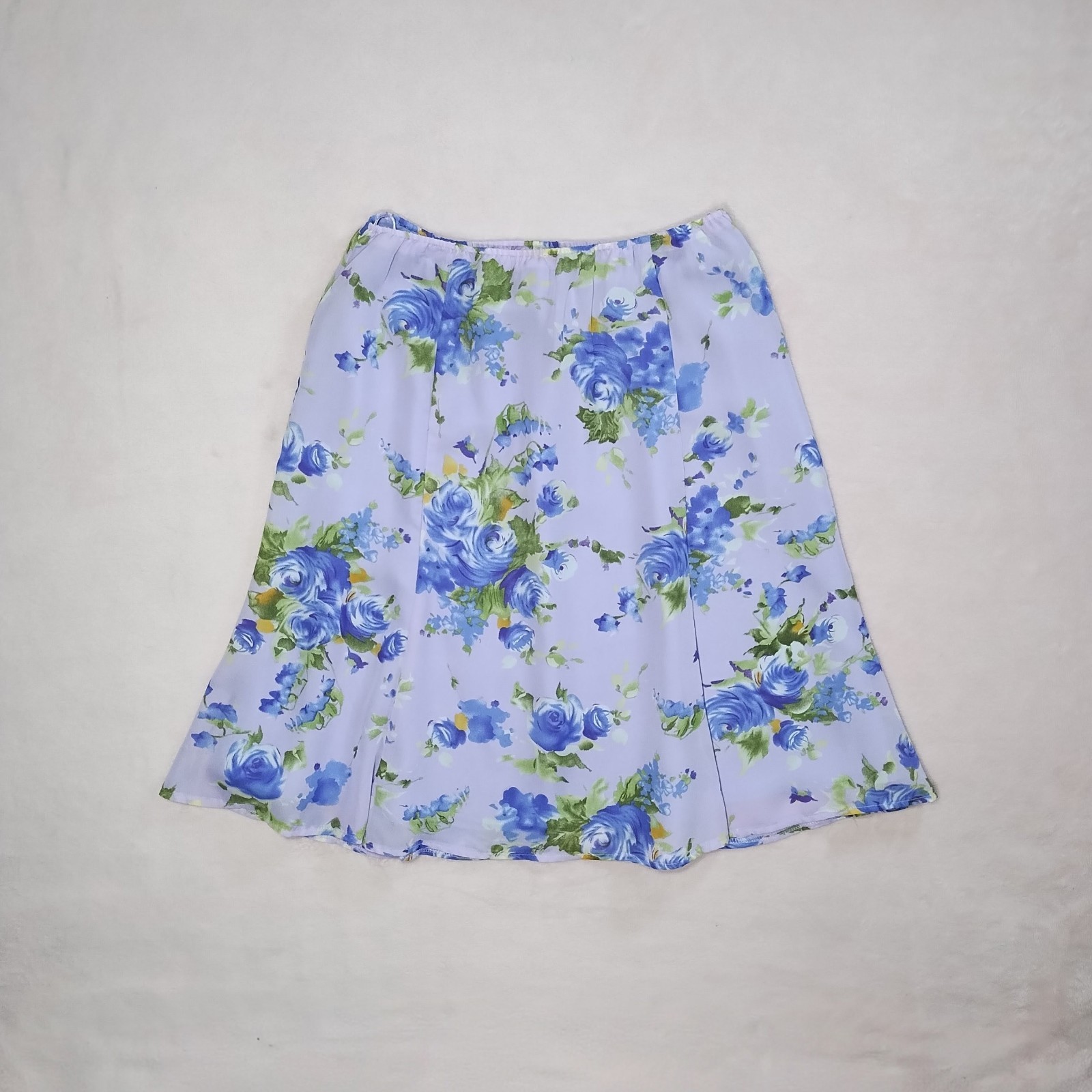 vintage 90s knee length rose floral skirt sz 12 cottagecore fairycore 1990s y2k