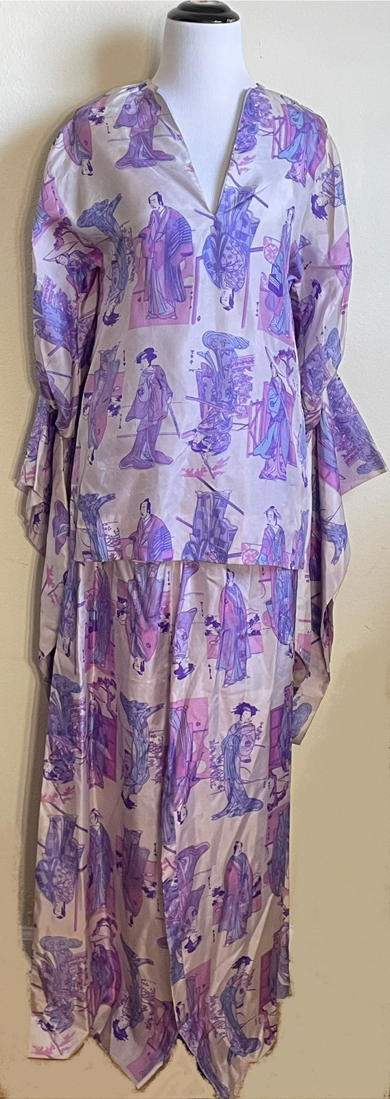 Vtg Collection Of Leila Larmon Japanese Novelty Print Ensemble Palazzo Pants