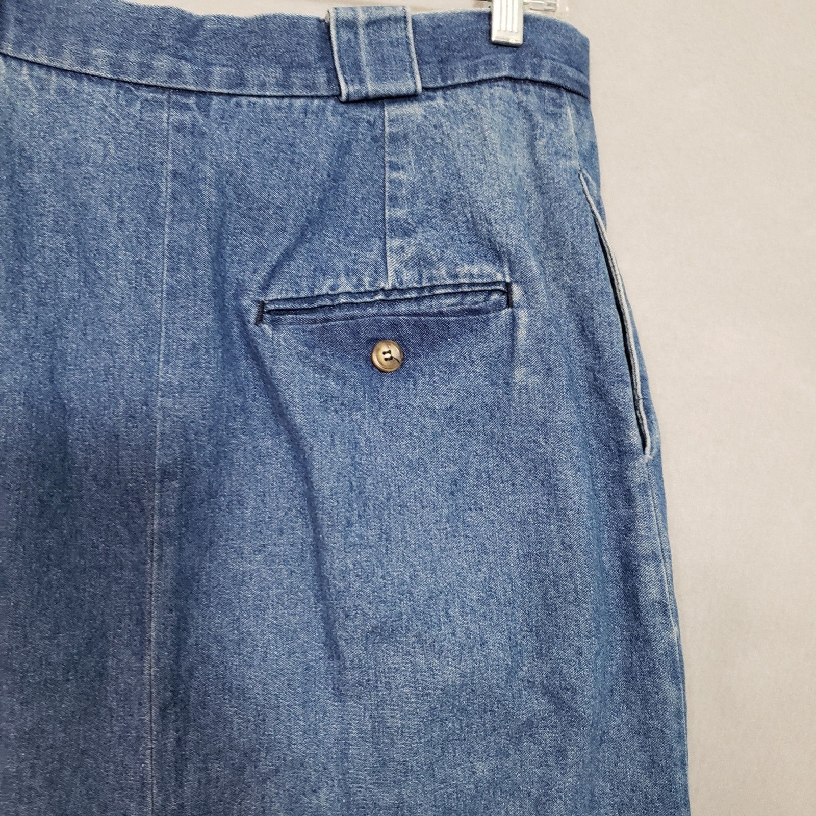American Eagle Womens 31 Vintage Denim Midi Skirt Blue Pleated High Waist 90s