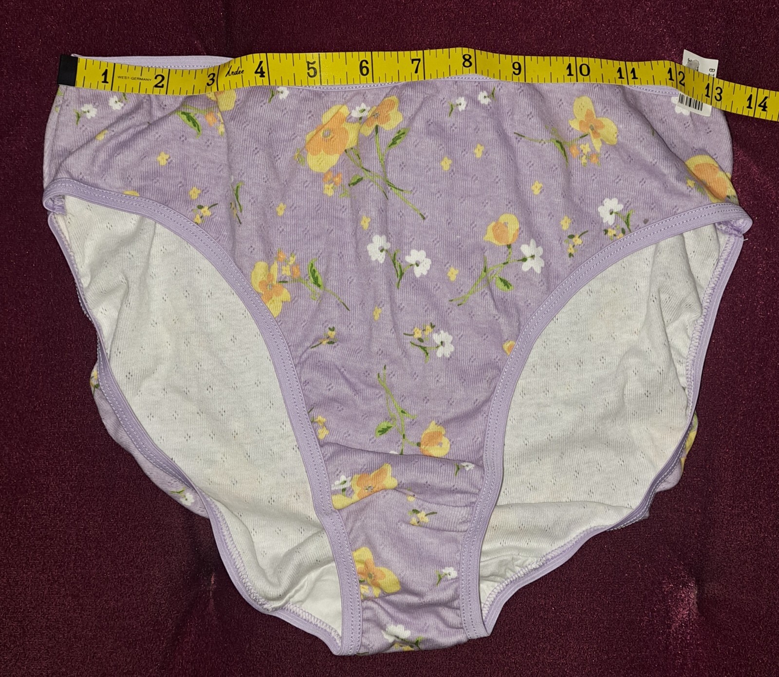 NWT Vtg 100% Cotton Panty Y2K Large Purple Floral Unbranded High Cut Stretchy