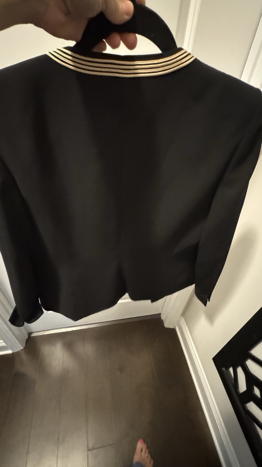 Nipon Boutique Gold Accents Black Open Front Blazer Size 4P