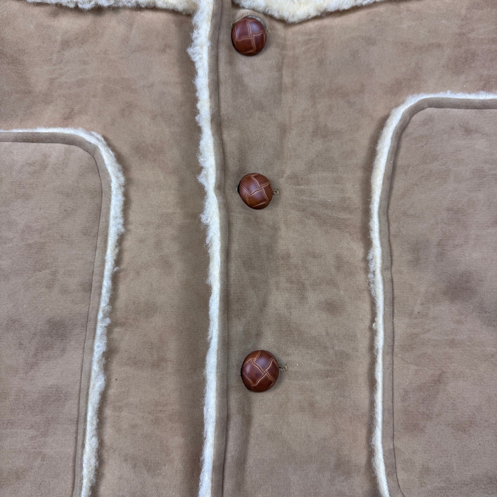 Vintage Swingster Sherpa Lined Coat Med. Faux Suede Brown Ranch Aureomycin Logo