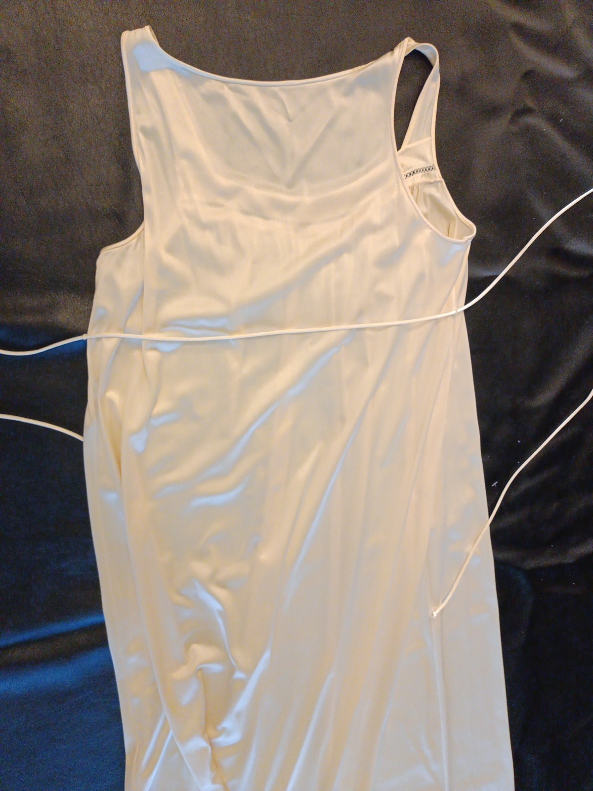 Vtg JC Penney Long Glamorous Cream Yellow Nylon Night Gown Sleeveless Dress