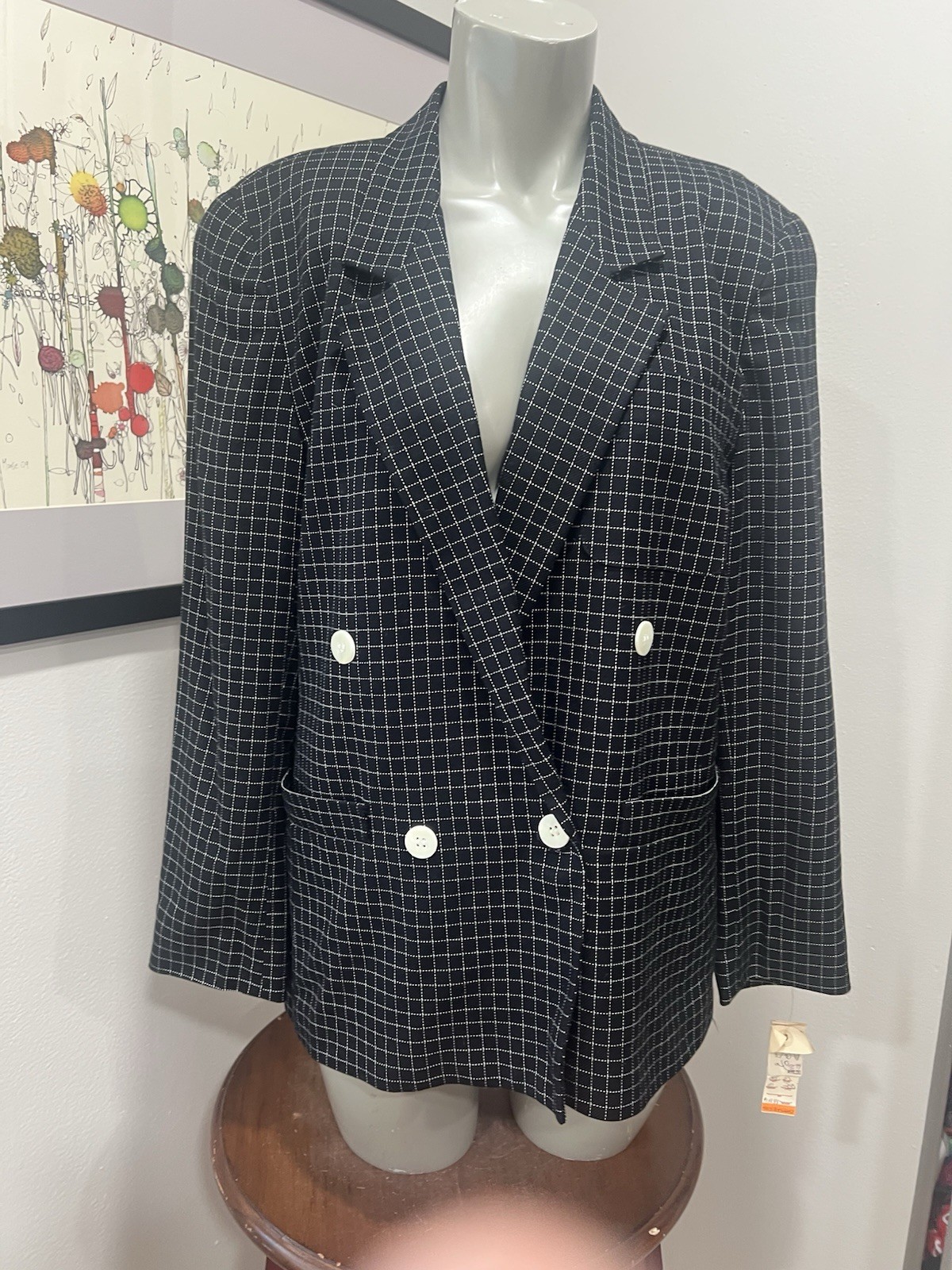 Liz Claiborne 2-Pc.Suit Vintage – Blazer (10)& Pants (12)Blk/ Wht.NWT.Deadstock