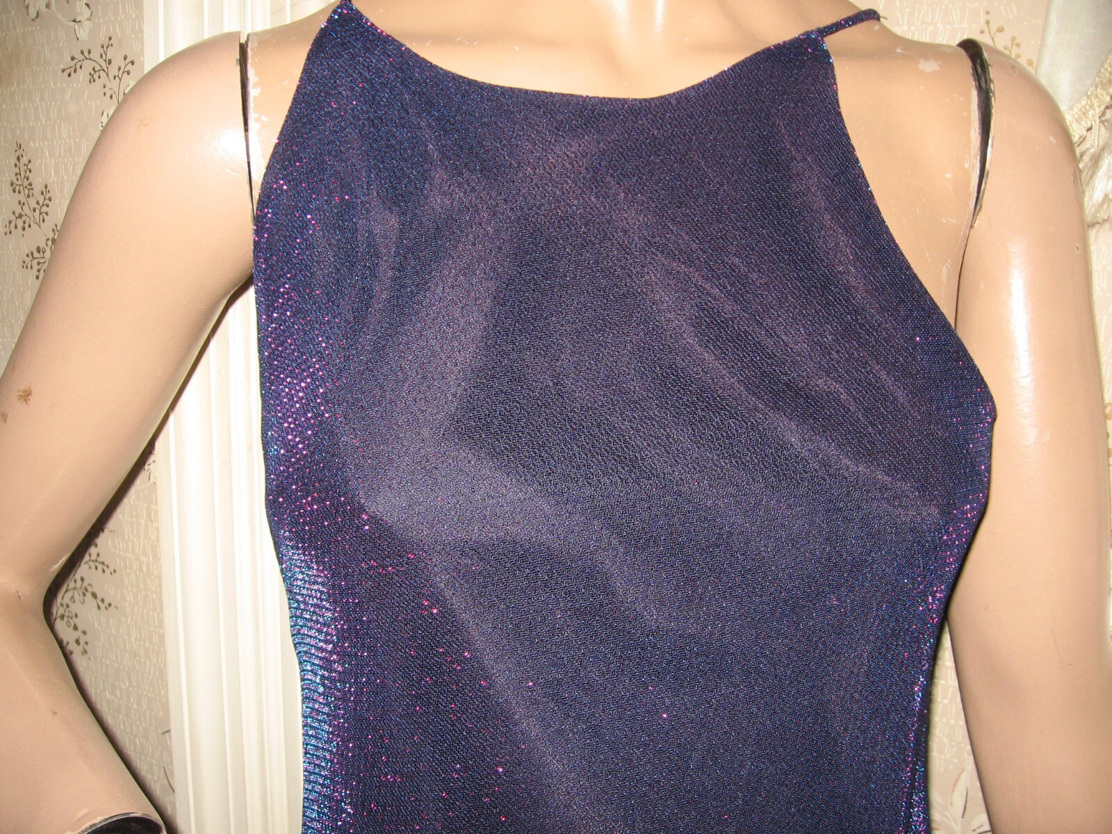 VINTAGE FORMULA X GLAMOROUS NAVY BLUE – METALLIC PINK LINED MINI DRESS – 7-8