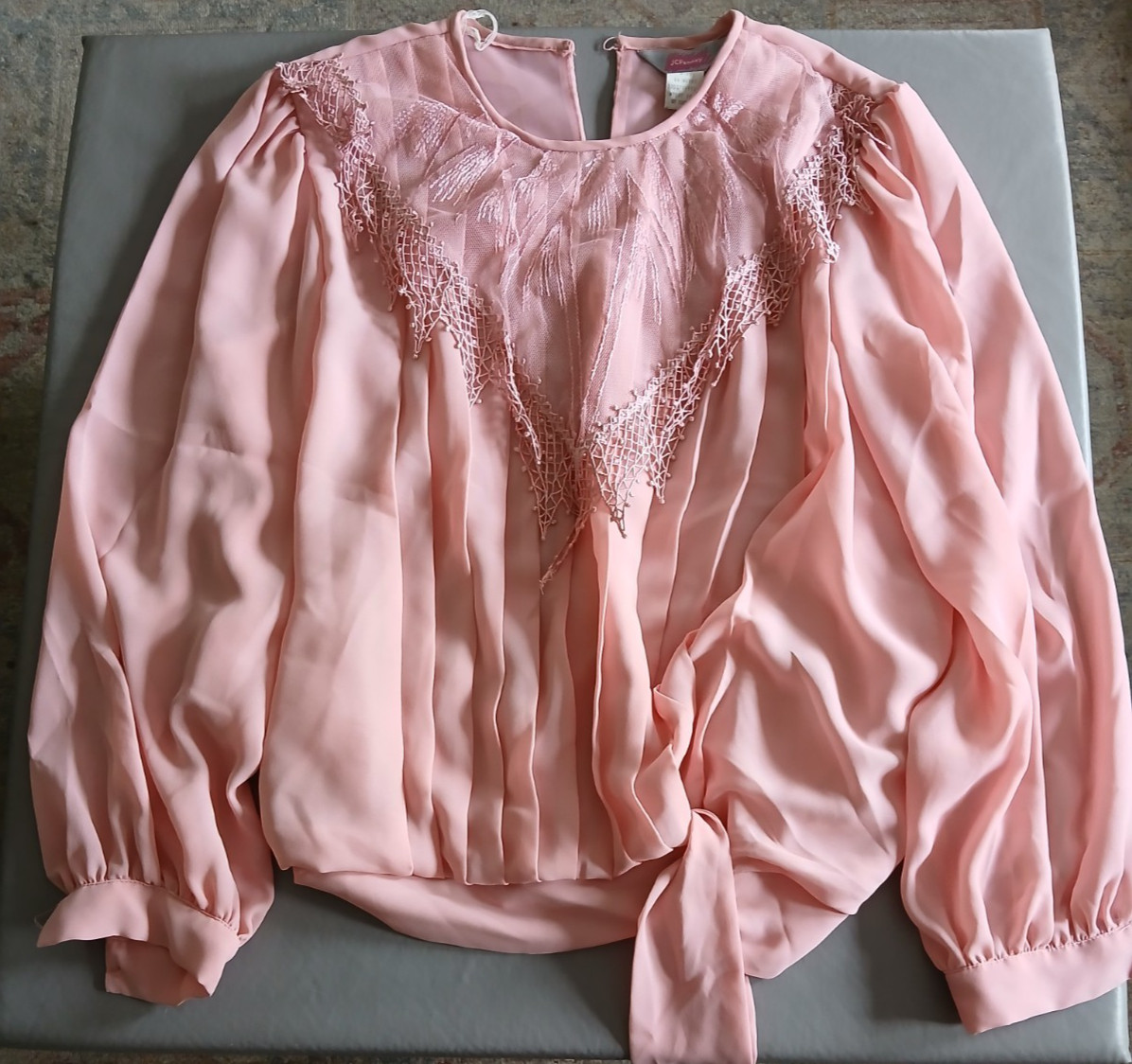 Vintage JCPenney Skirt &Top Set Pleated with side sash Pink size 18