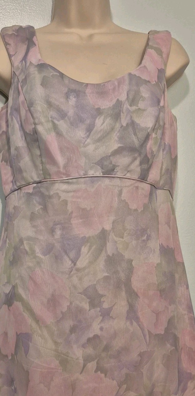 VTG Tiamo Bianchi Formal Dress 70s 80s Pastel Pink Lavender Floral Prom Maxi Sz