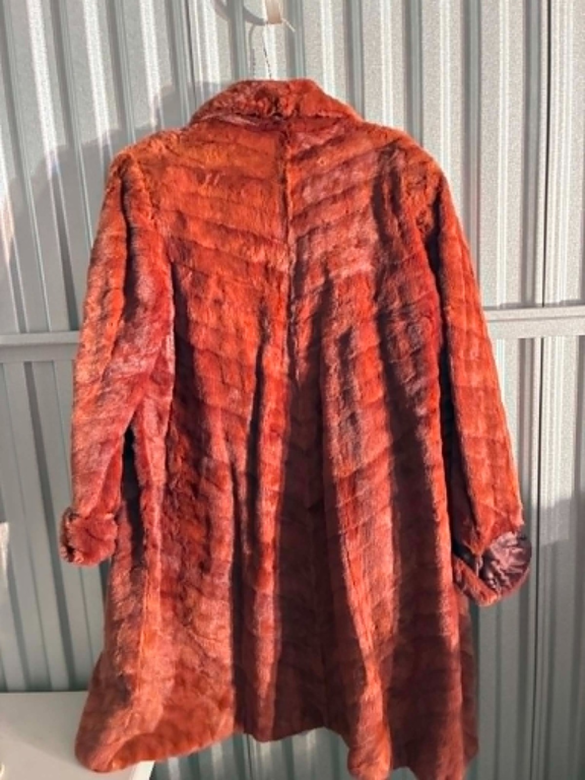 Vintage Cinnamon Brown Genuine Mink Fur Stroller Swinger Long Coat Size L/XL