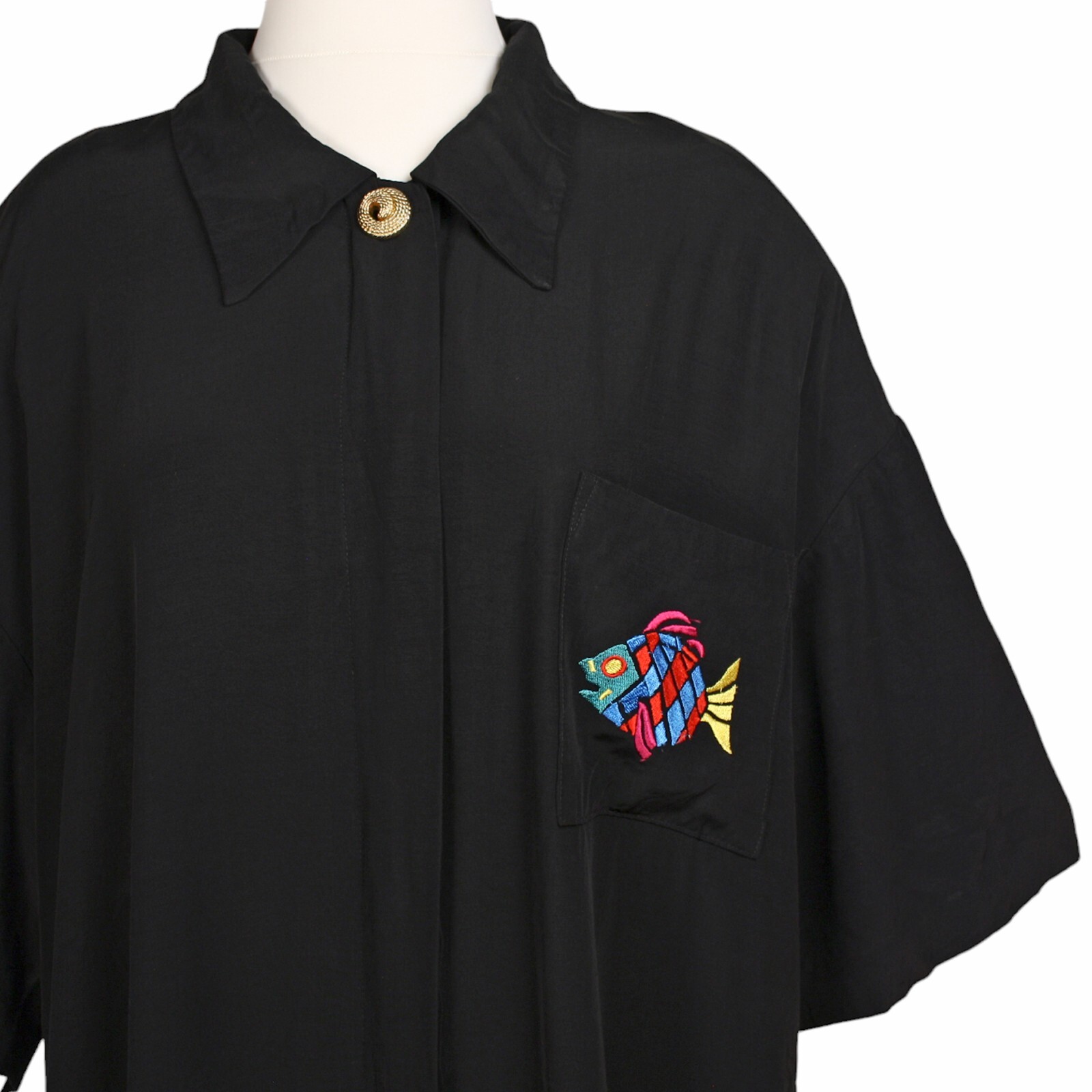 Vintage Pride & Joys Shirt Black Rayon Embroidery Plus Size 24 B54 W54 – Hey Viv