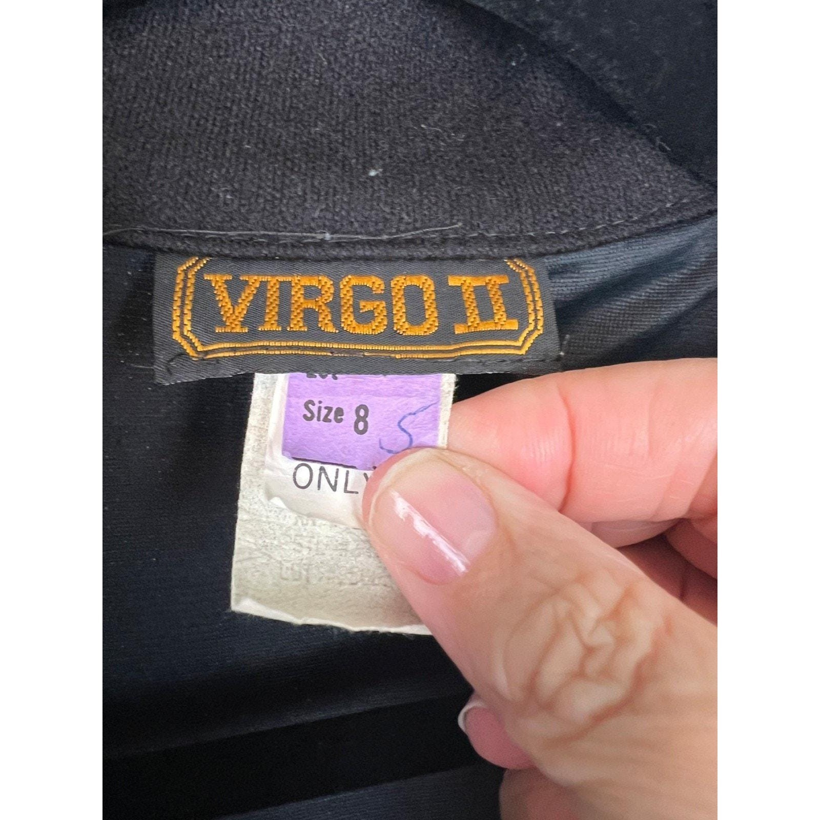 Virgo II Terry Knit Zip Dress Vintage Minimalist Quiet Luxury Black Size 8