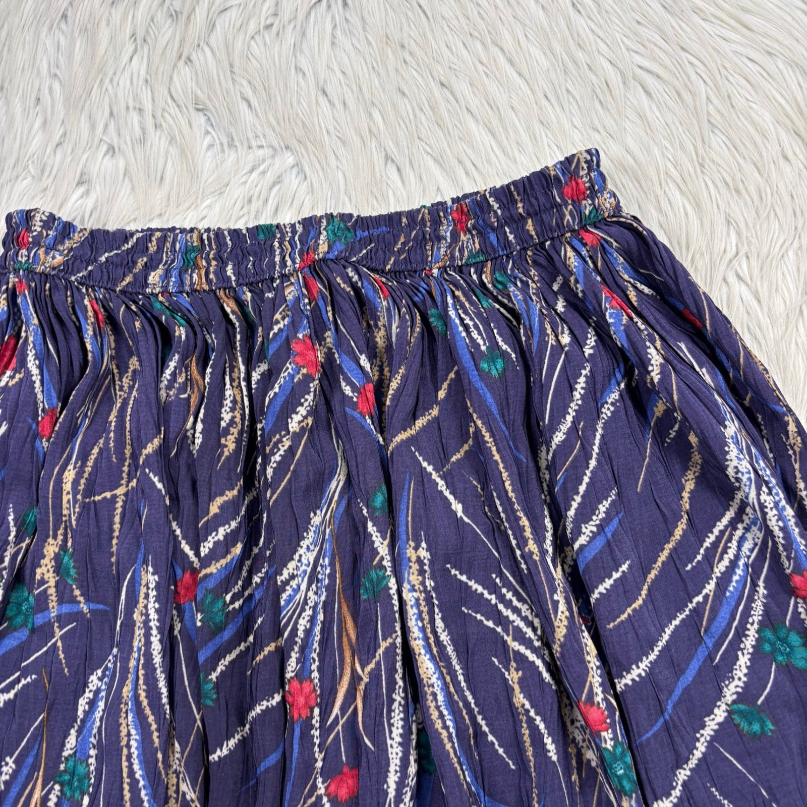 Vintage Advantage Women’s OS PLUS Purple Floral Maxi Skirt Resort Boho Artsy