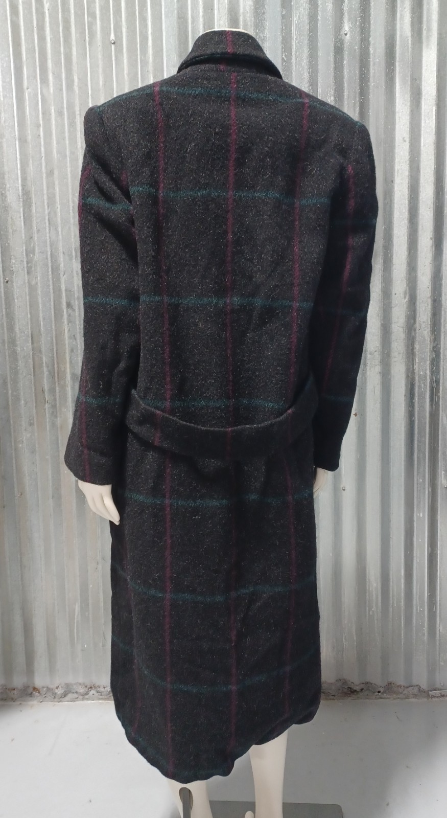Vintage 1980s Mackintosh New England Plaid Wool Ladies Trench Style Lined Coat