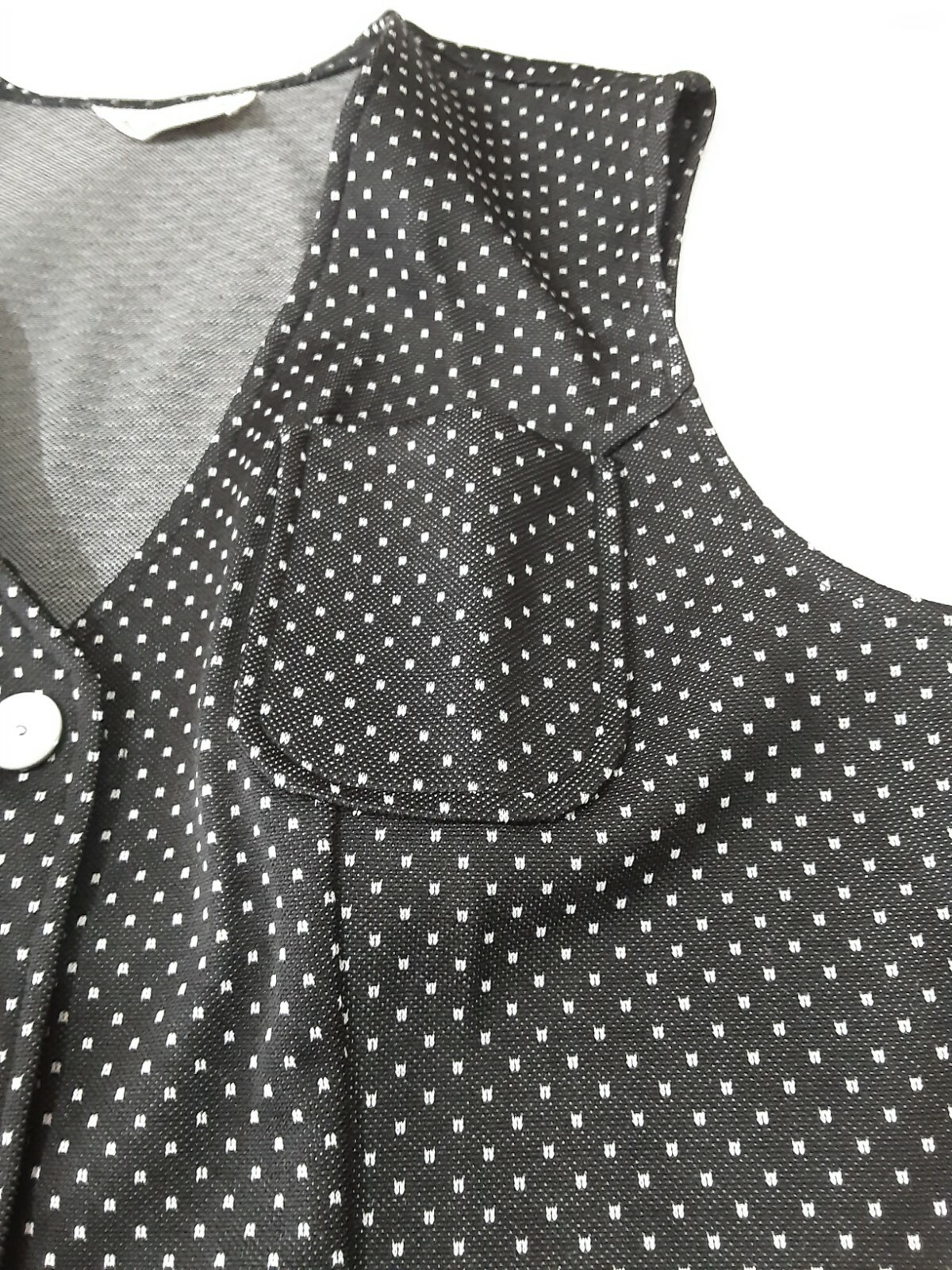 Russ 🌞024 Vest Blouse Top Black/White Polka-dot Preowned Button Front Closure