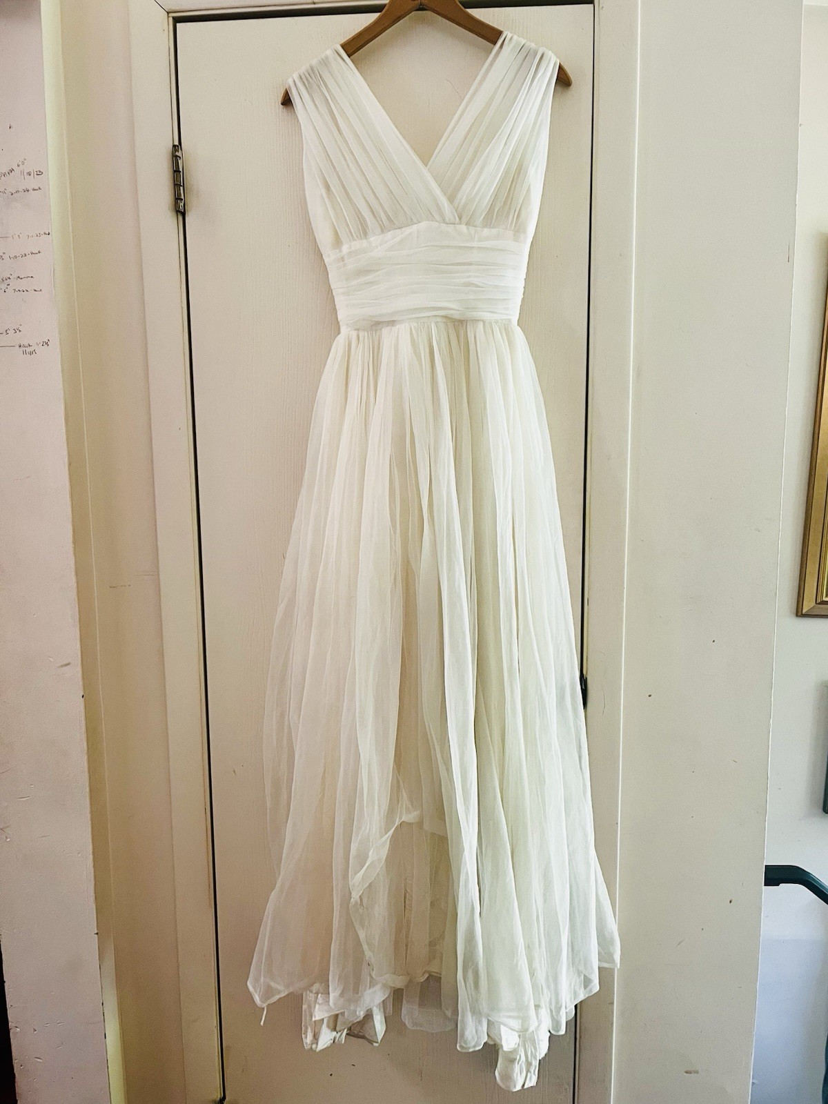 VTG 50s Chiffon Tulle Ethereal Fairycore Cream Wedding Bridal Romantic Dress Xs