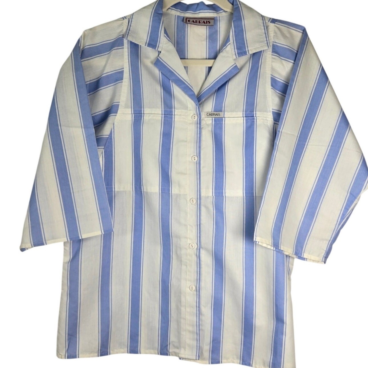 Vintage 80s Cabrais Blue Dolman Batwing Sleeve Candy Stripe Retro Loungewear