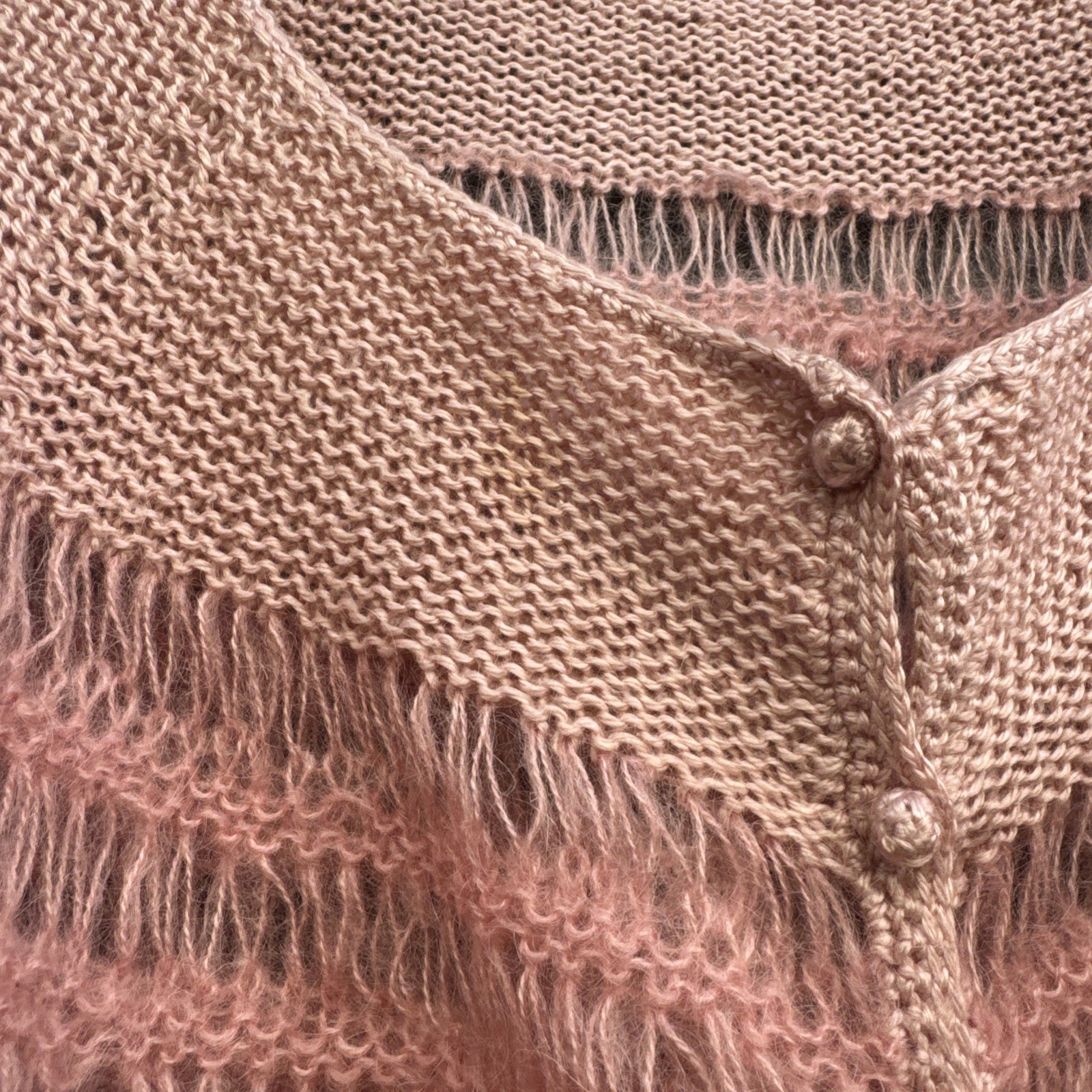 Vintage 1930s Pink Mohair Knit Wool Sweater Cardigan Balloon Sleeves Dress Top