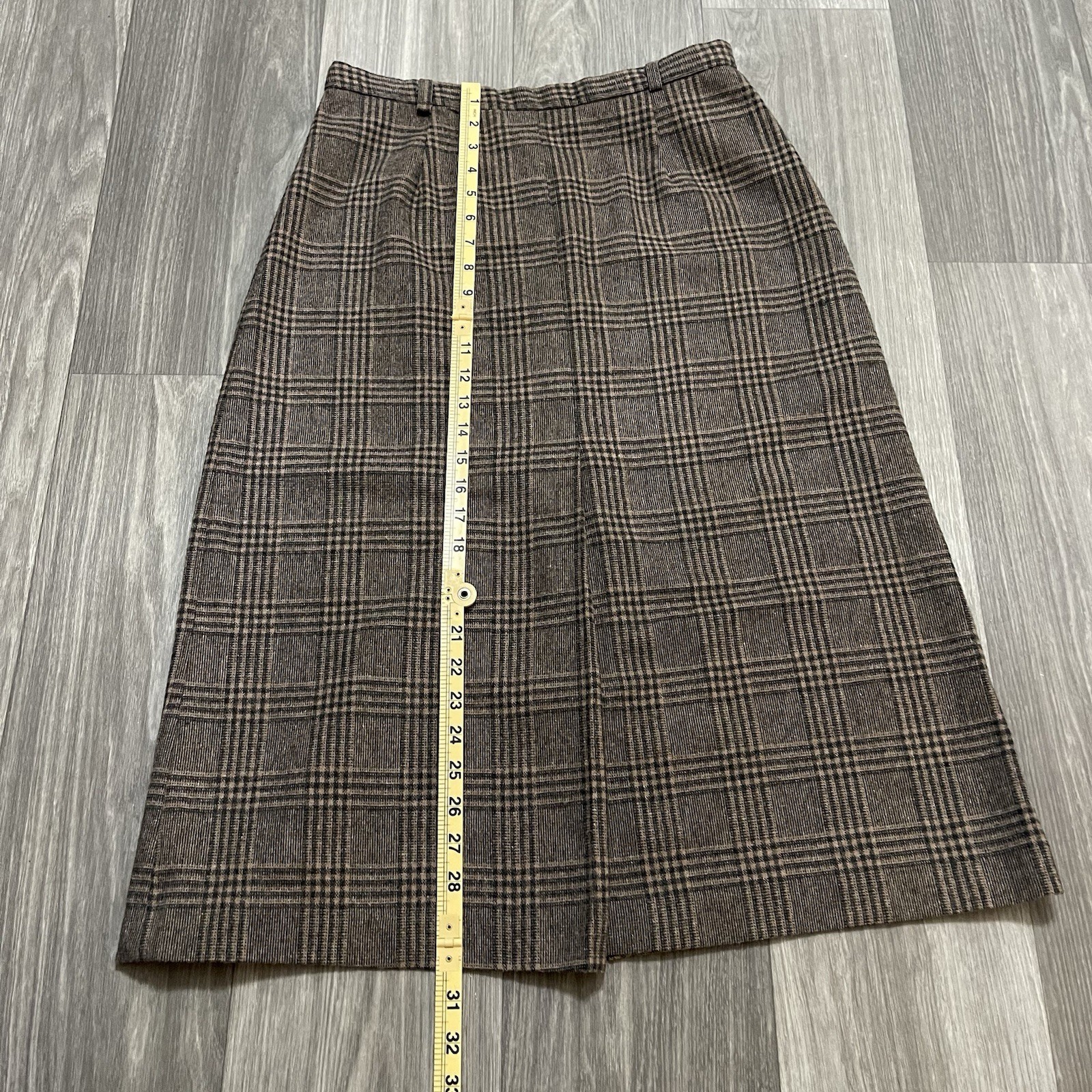 Vintage Century of Boston Wool Blend Plaid A-Line Lined Skirt Brown Size 16