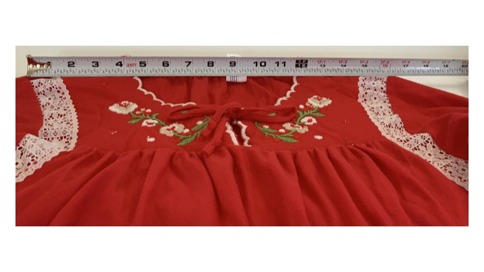 Vtg Glencraft Red Nightgown Embroidered Floral Detail—Union Made – SZ MED – NWT