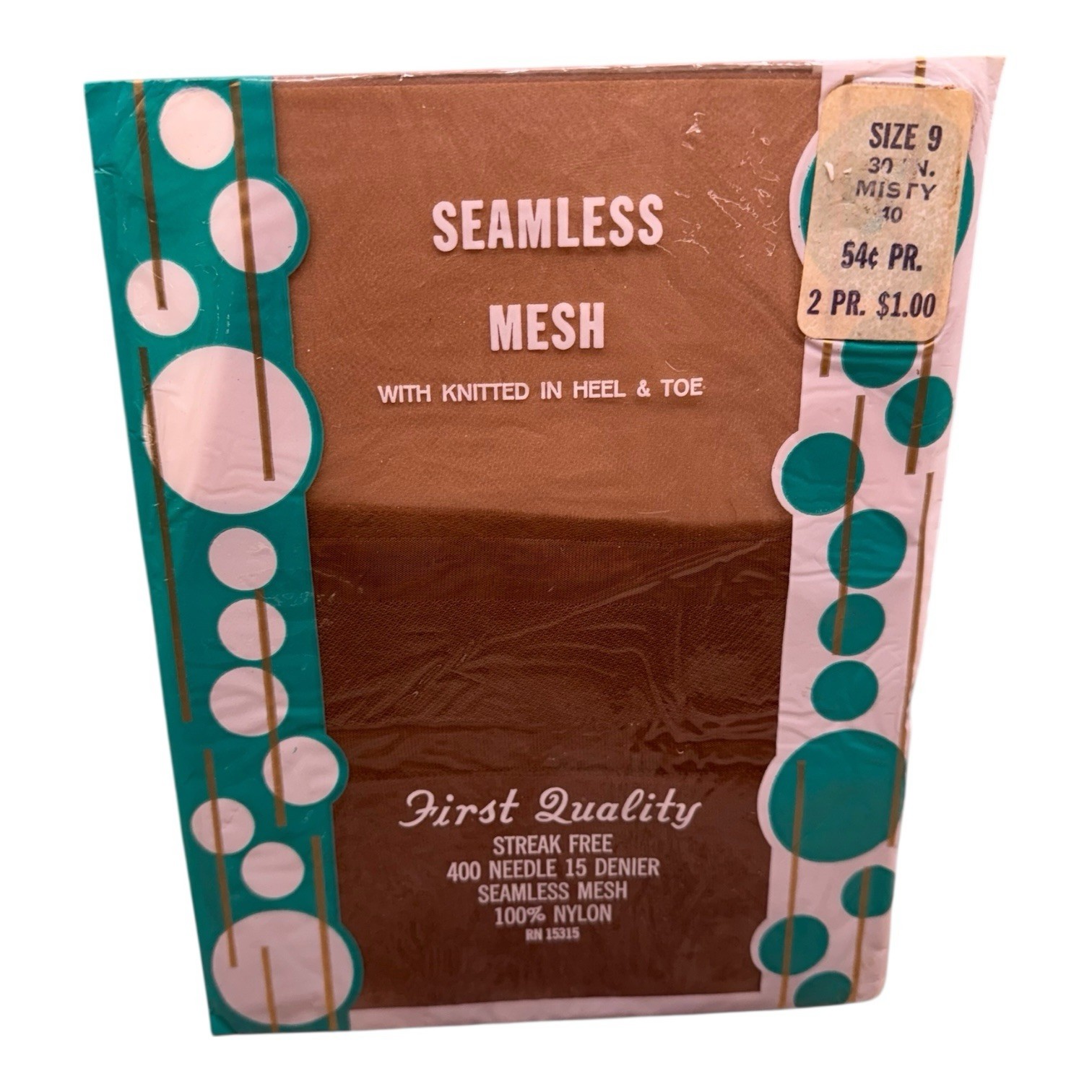 Vintage Seamless Mesh Nylon Stockings First Quality Misty Size 9