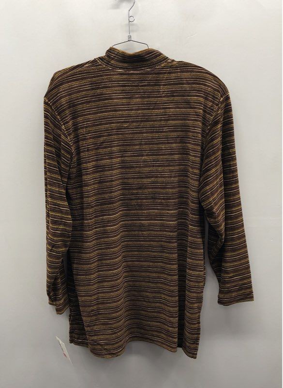 Vintage 90s Elisabeth Liz Claiborne Women’s Brown Striped Quarter Zip Top 1X NWT