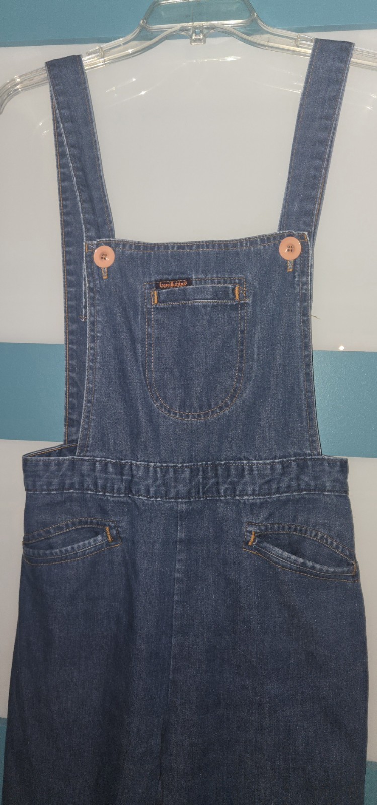 VINTAGE 70S LANDLUBBER OVERALLS JEANS DENIM 28 × 30 9 RARE BOSTON MASS USA EXC