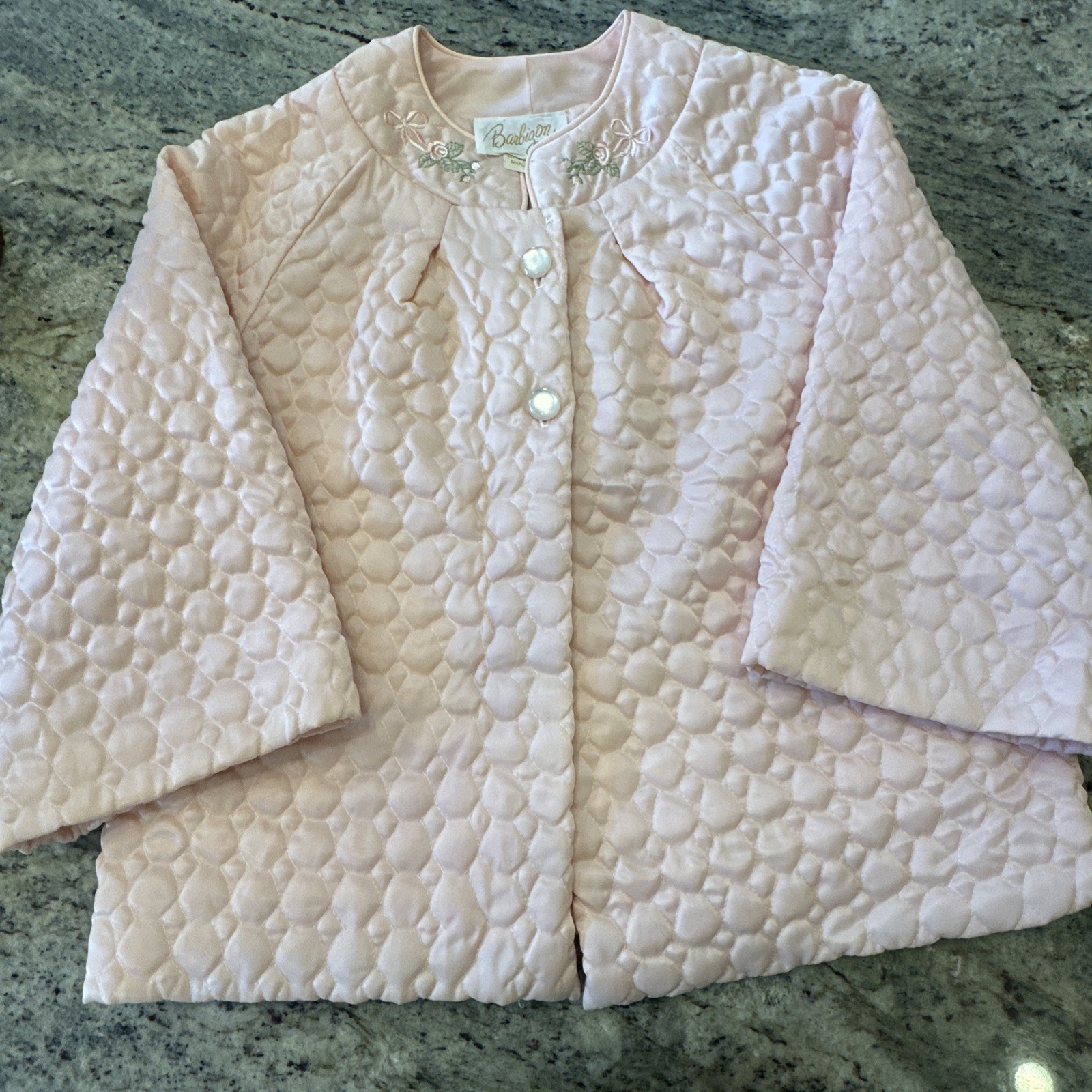 VTG 1950s Barbizon Ladies Nylon Quilted Bed Jacket Soft Pink Sz Small