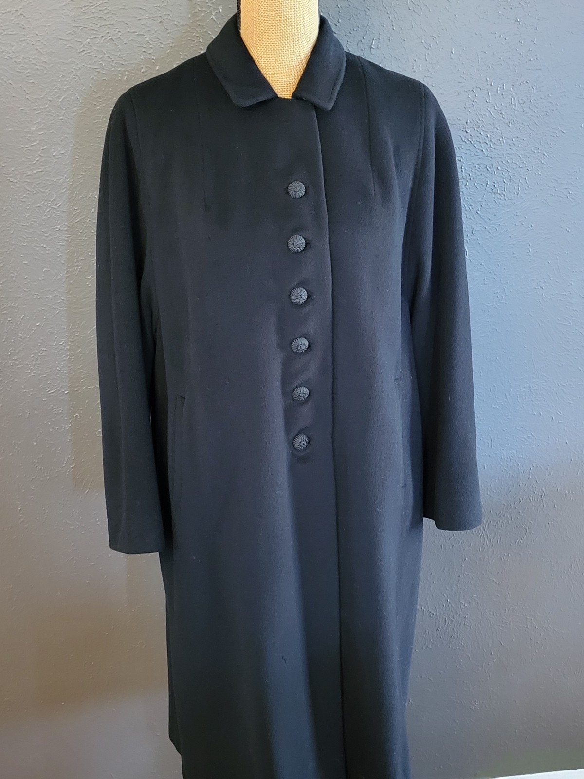 Elegant Fashions Vtg 50s Cashmere And Mink Black Coat Medium Size 10