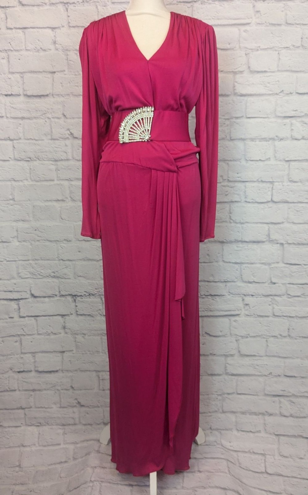 Vtg 80s Hot Pink belted wrap dress Size xs/s READ Criscione
