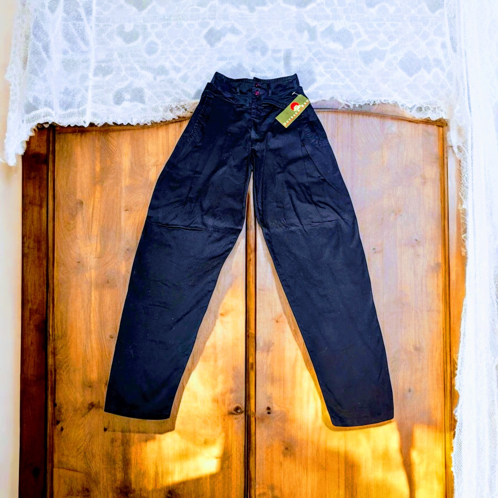 OUTBACK RED 80’s Blue PLEATED Pants High Waist 100% COTTON Women’s Size 4 NWT