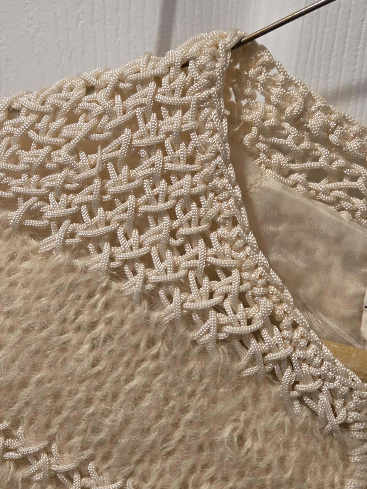 Beige Mohair Wool Cardigan Fully Lined by Cyn Les Hong Kong Vintage Size Large