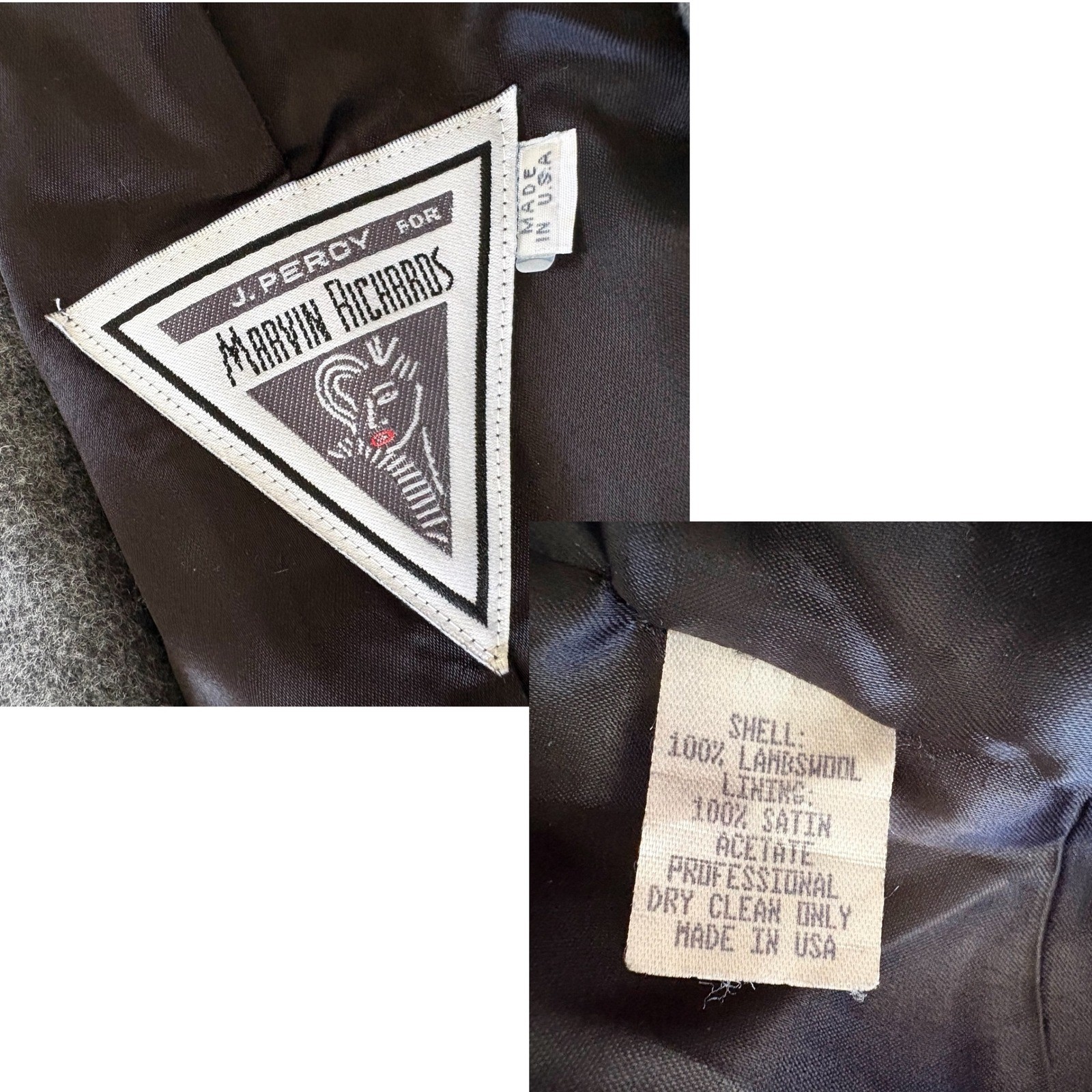 VTG J. Percy Marvin Richards Gray Lambswool Long Car Coat Classic S Quite Luxury