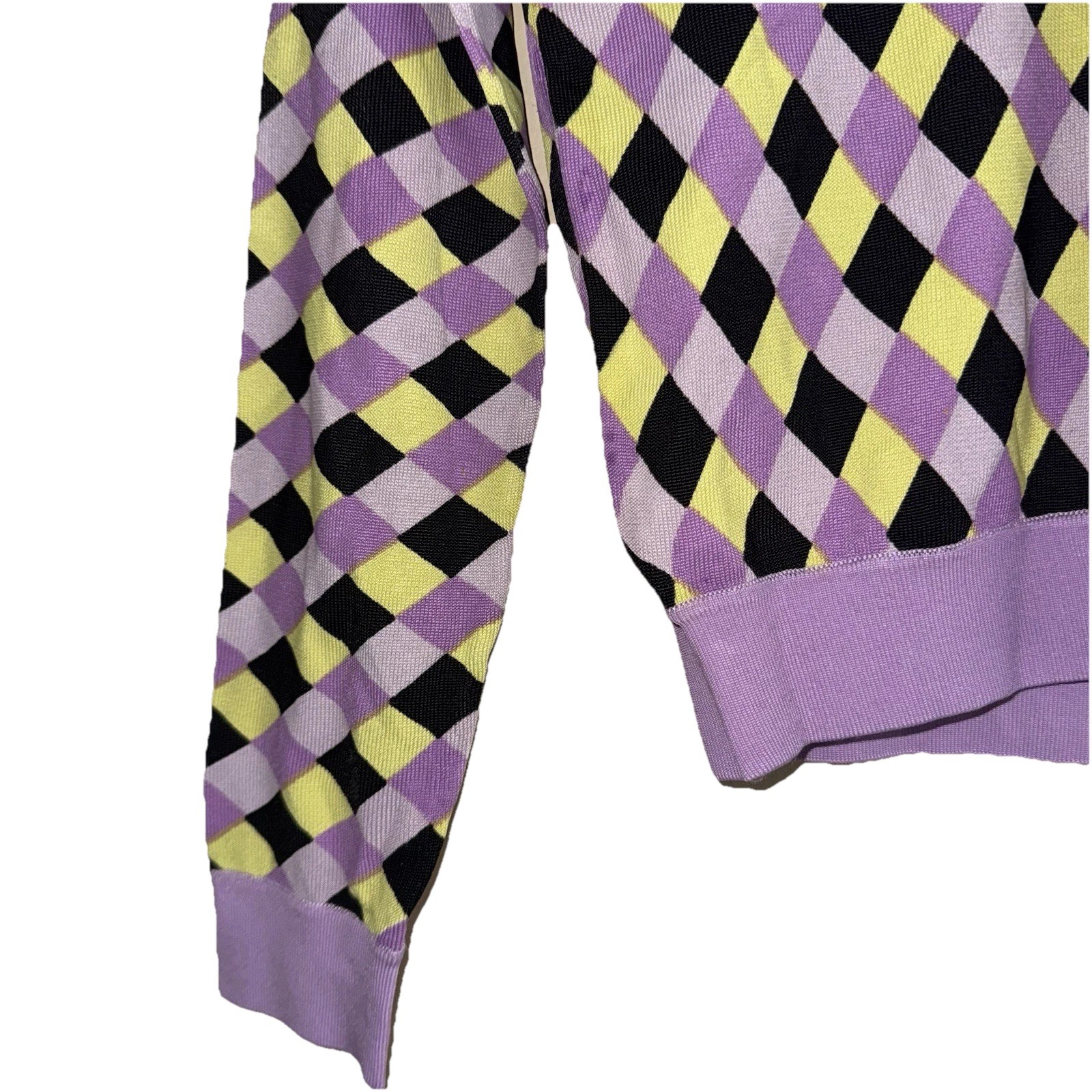 VTG Sweater Preppy Argyle Geometric Nylon V Neck XS NWT Clueless Purple