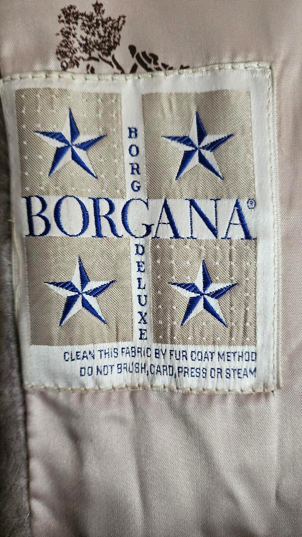 VINTAGE BORGANA Borg Deluxe Faux Fur Jacket with Large Shawl Collar/Hood, MED.