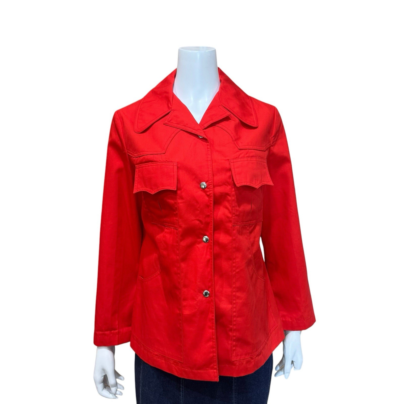 Vintage Red Snap Up Shirt Jacket Coat Women’s size 11/12