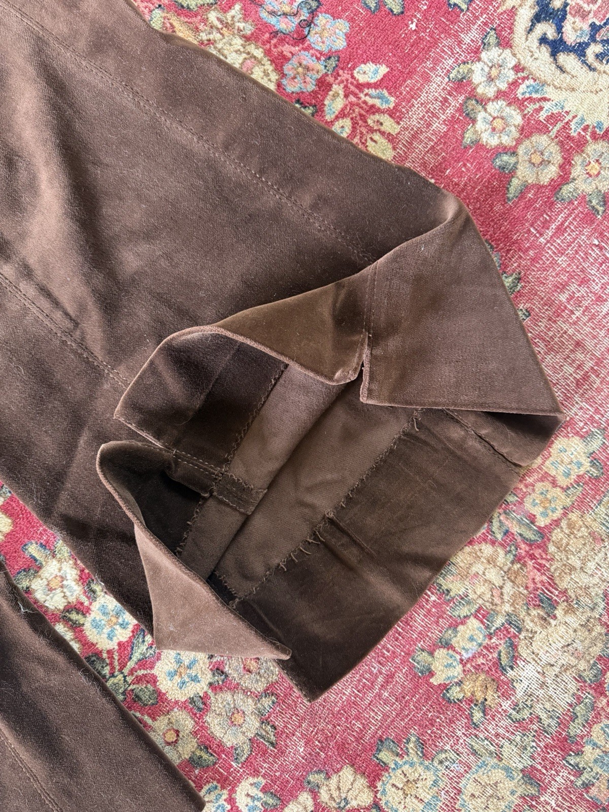 Vintage 1970’s La Parisienne La Piazza Chocolate Brown Velvet Bell Bottom XS