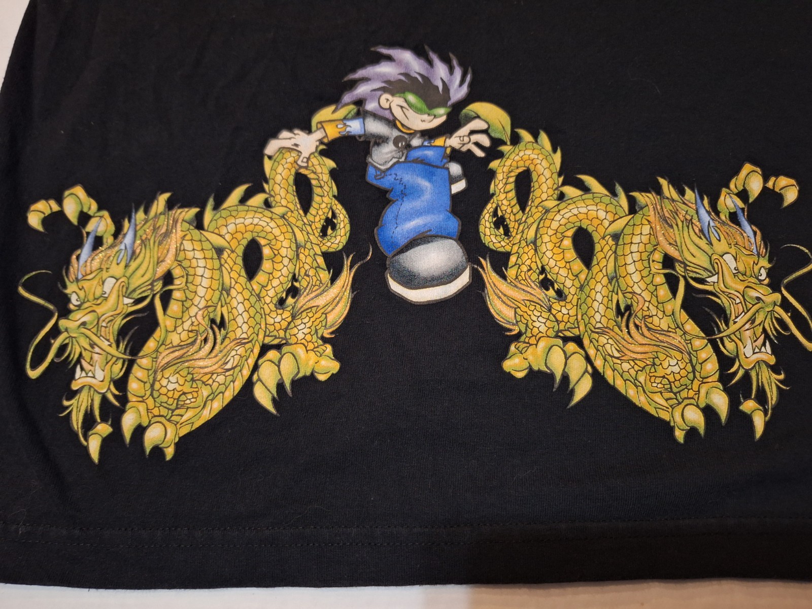 VTG Rare Flamehead Jnco Dragon Double side Skater Girl shirt Jr small