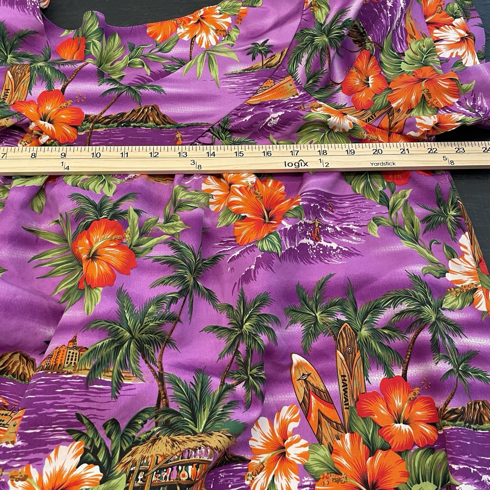 Vtg Hawaiian Naupaka Hawaii Dress XL Purple Floral Hibiscus Tropical Tiki