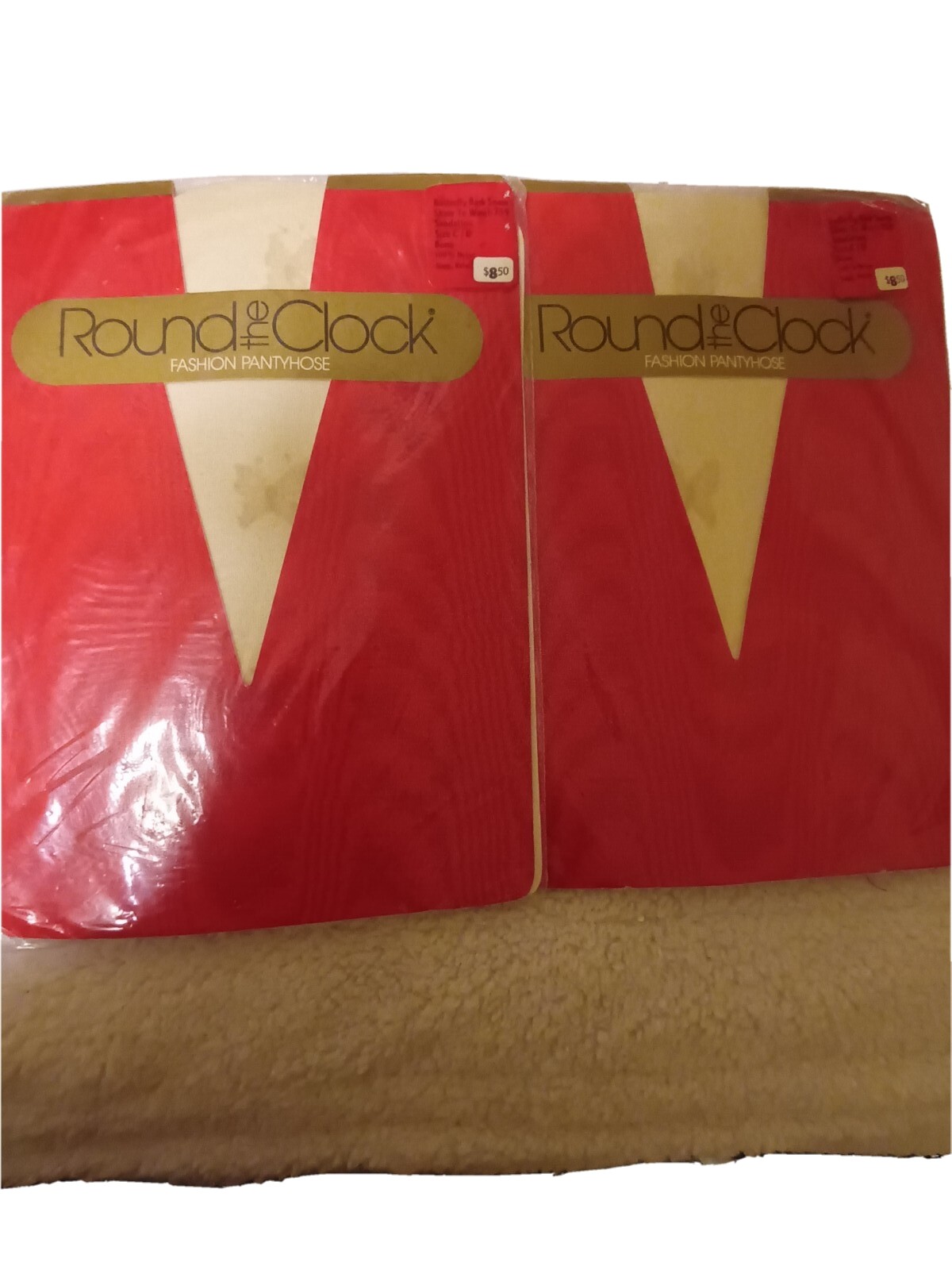 2 Pairs Pantyhose Round The Clock Size C/D Bone Butterfly Back Seam Fashion NOS