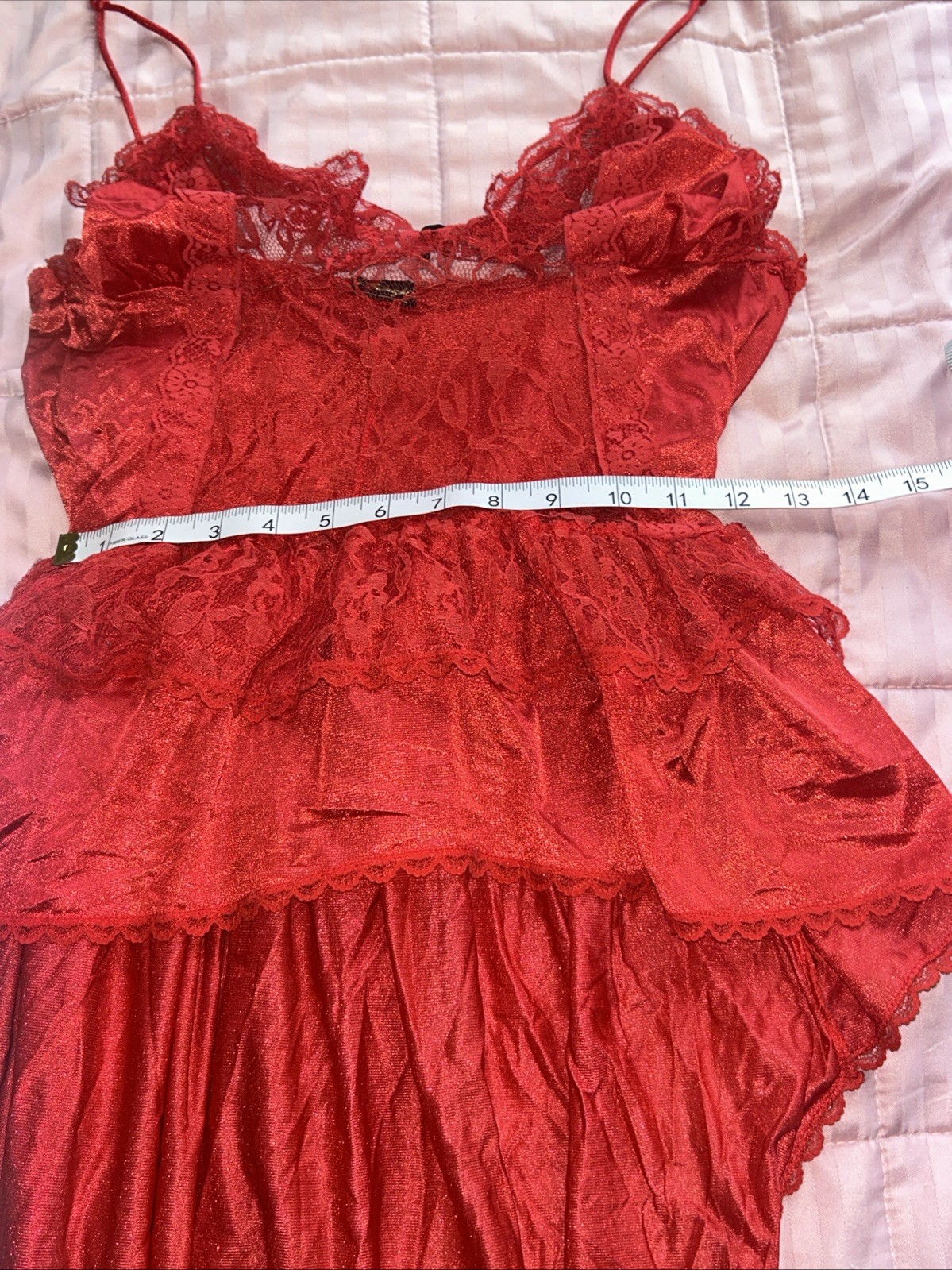 Vintage Stroke of Midnight Lingerie Women’s Nightgown Nylon S Lace Hi Low SEXY