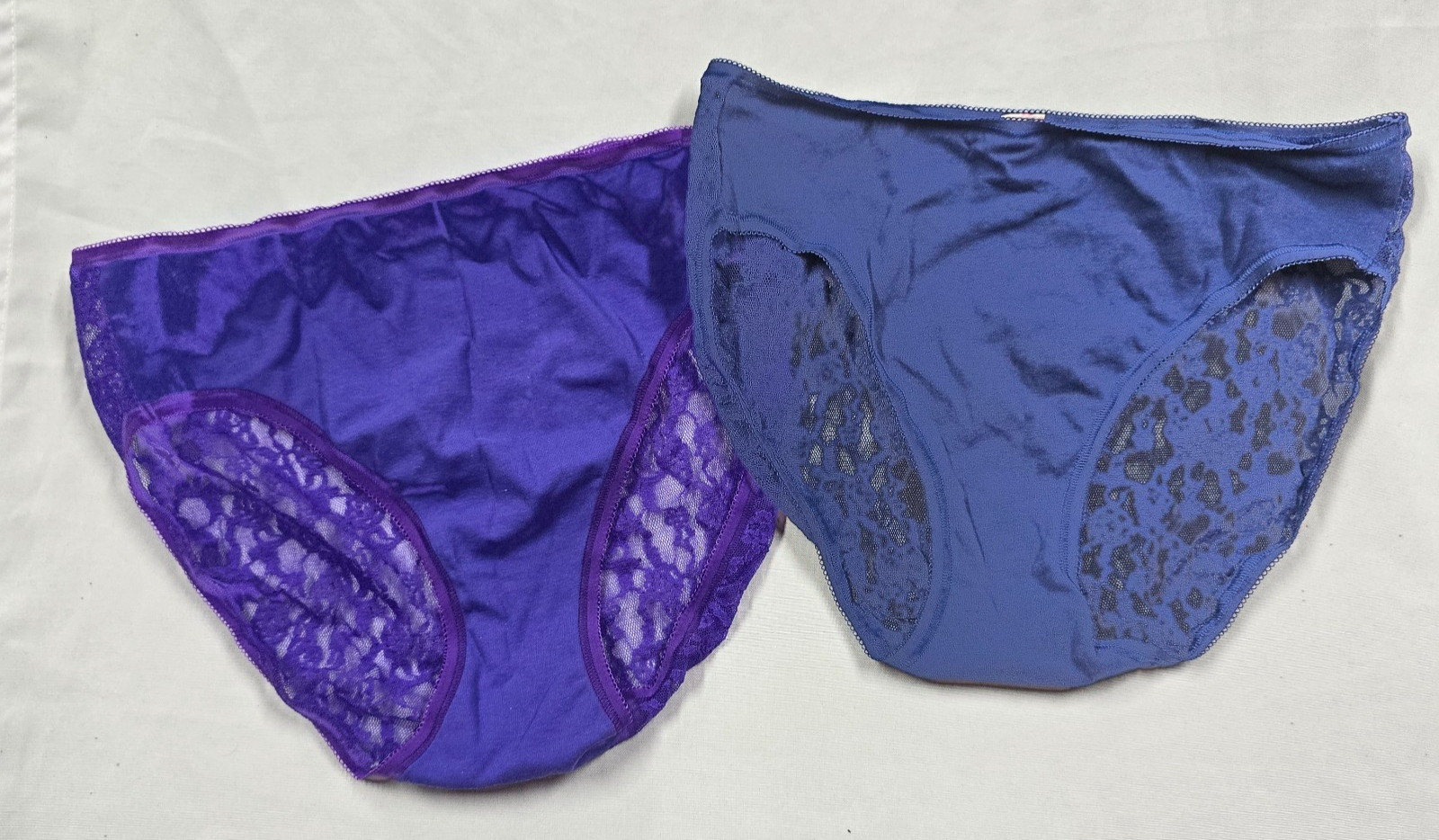 Vintage 2013 Victoria’s Secret Cotton Mesh Lace Back Panties Hi Cut 2 Pr Large