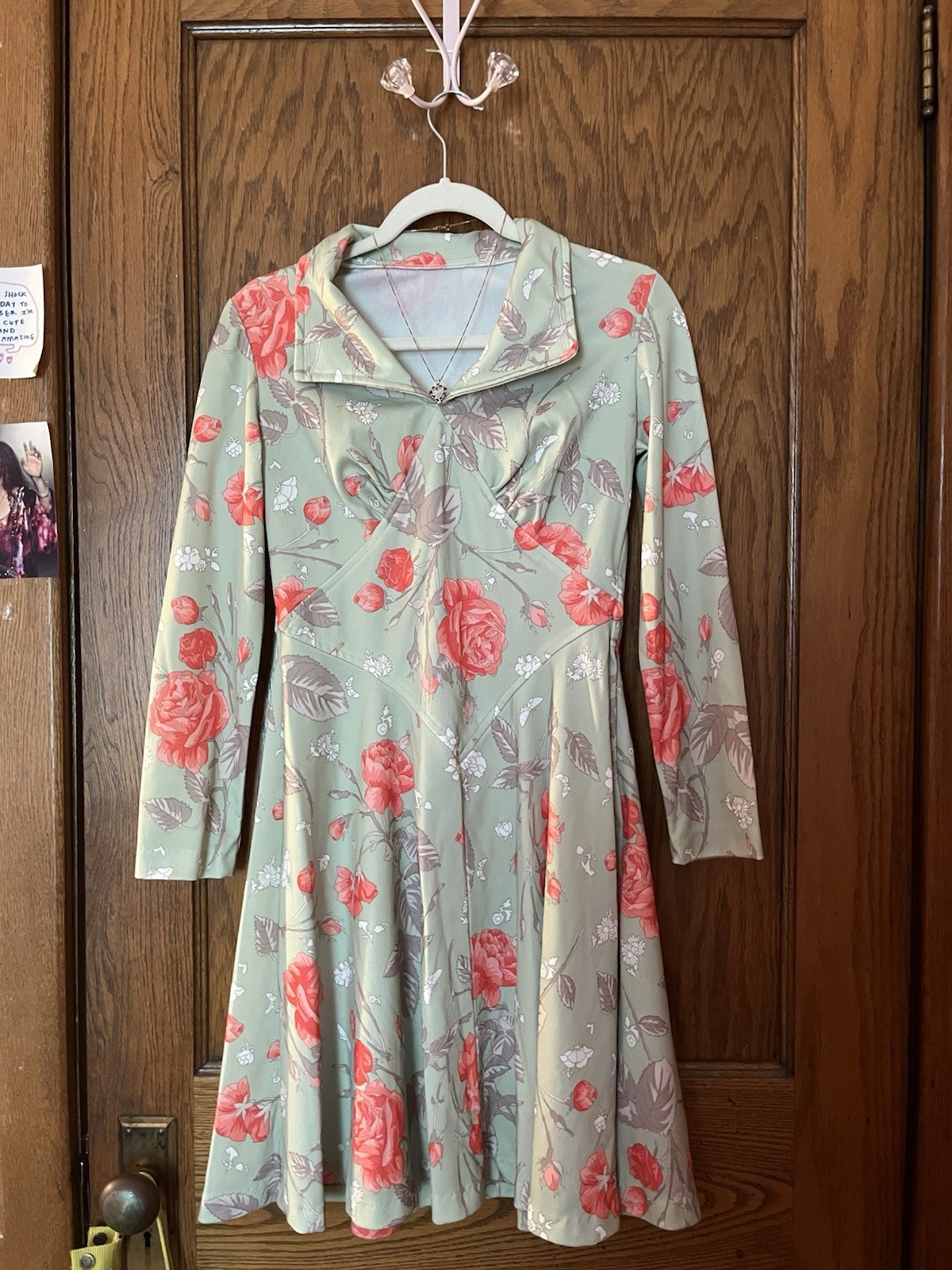 1970s Seventies Vintage Western Style Floral Print Mini Collared Dress Untagged