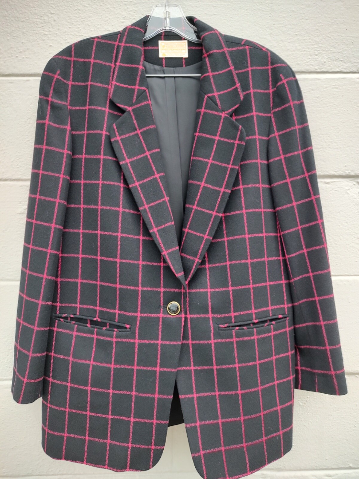Amazing Pendleton Vintage 1980’s Power Suit Skirt & Blazer Window Pane Plaid 14