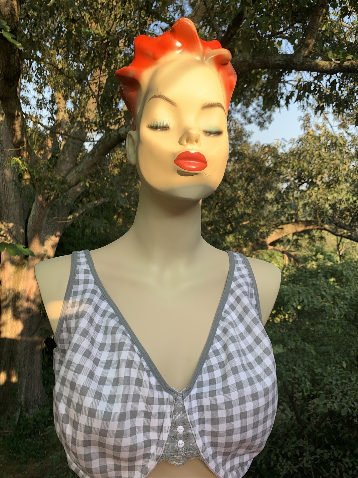 CACIQUE Gray Grey Houndstooth Plaid Bra Size 38H 38 H Cup Vintage ❤️sj7m27