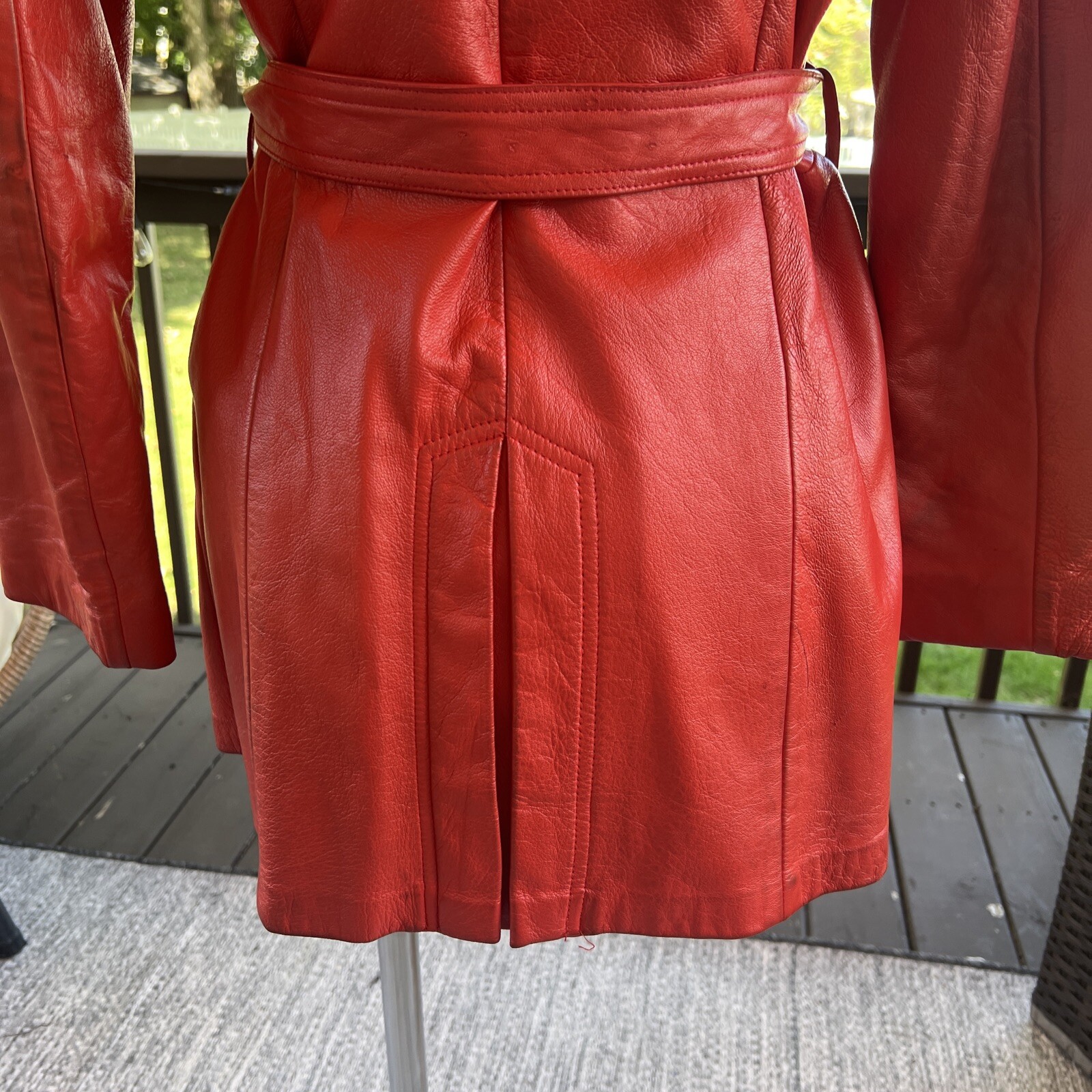 70’s Red Orange Leather Belted MOD jacket By The Parisian New England Sportswea