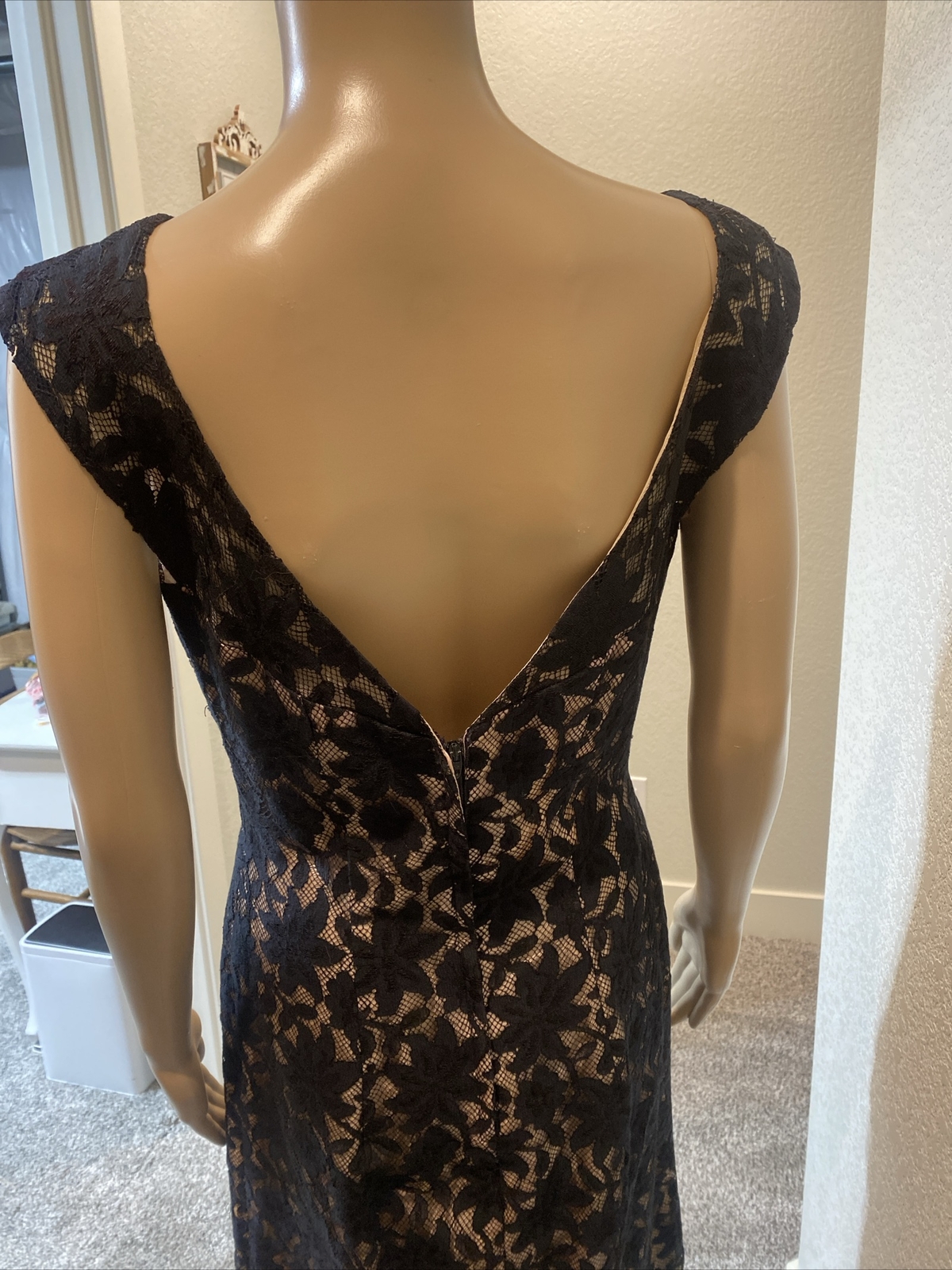 LILLI DIAMOND of California VTG Original BLACK LACE COCKTAIL Sleeveless DRESS**